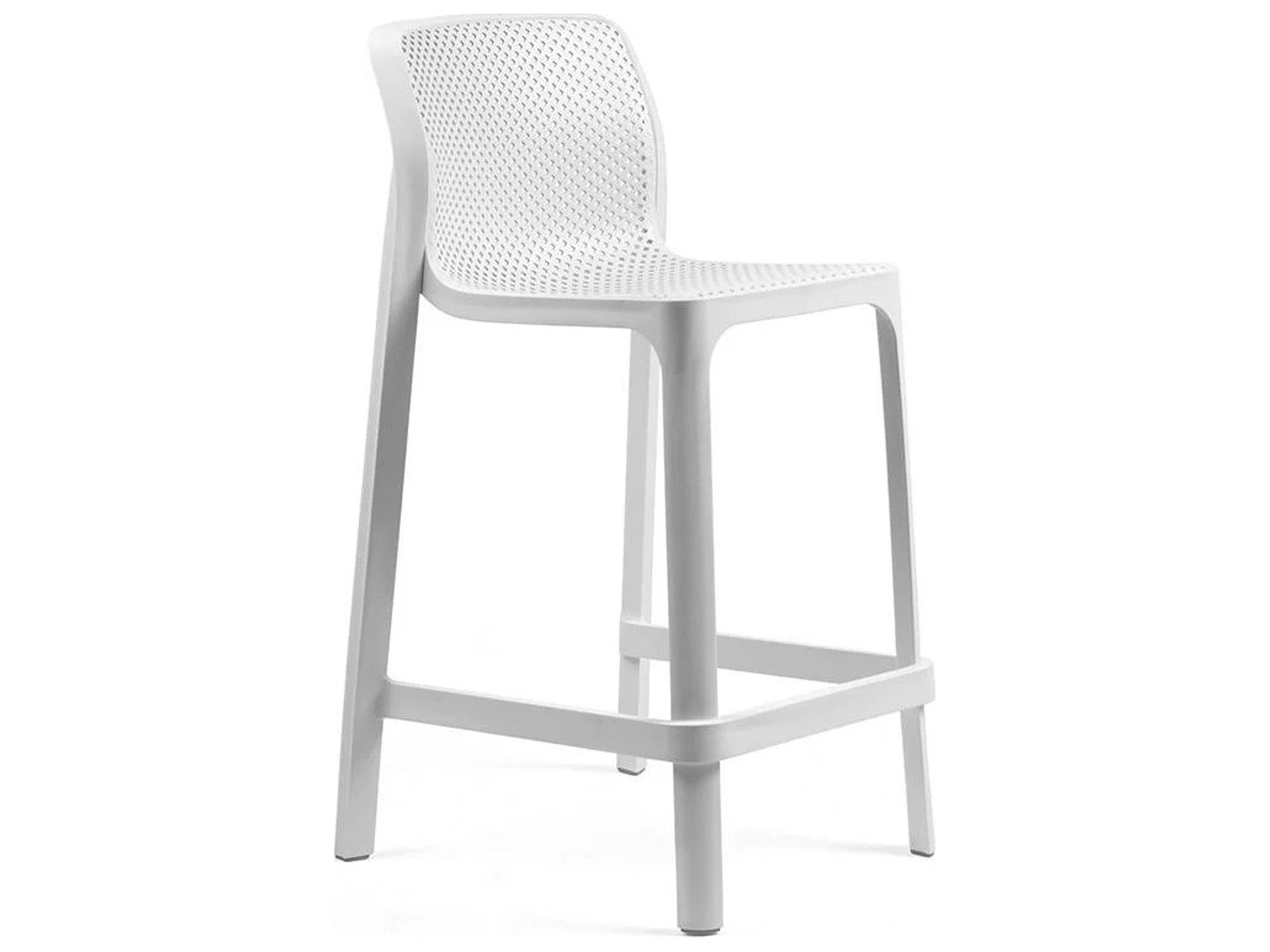 NET Resin Bianco Stackable Outdoor Bar Stool Mini