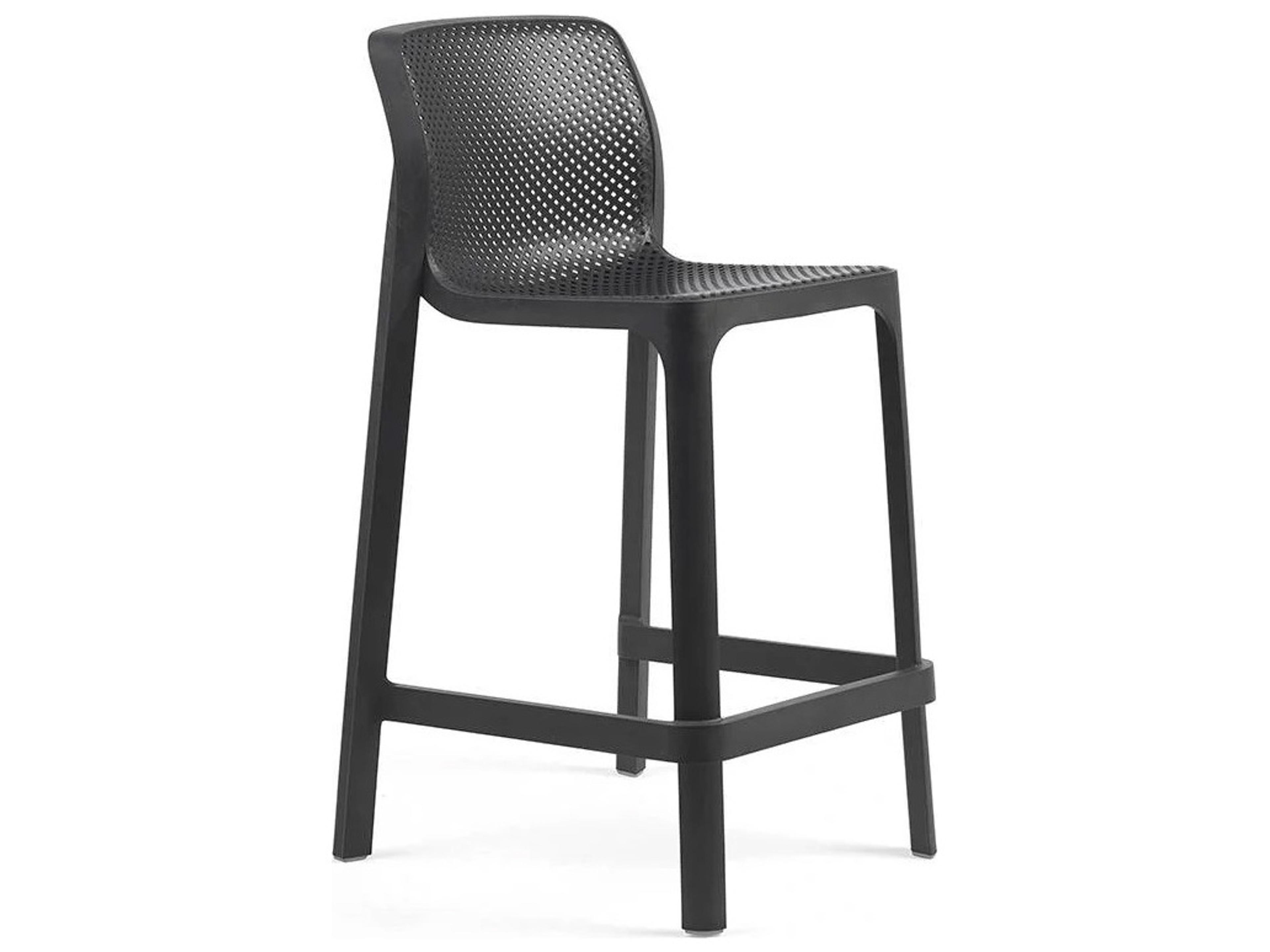 NET Resin Antracite Stackable Outdoor Patio Bar Stool Mini