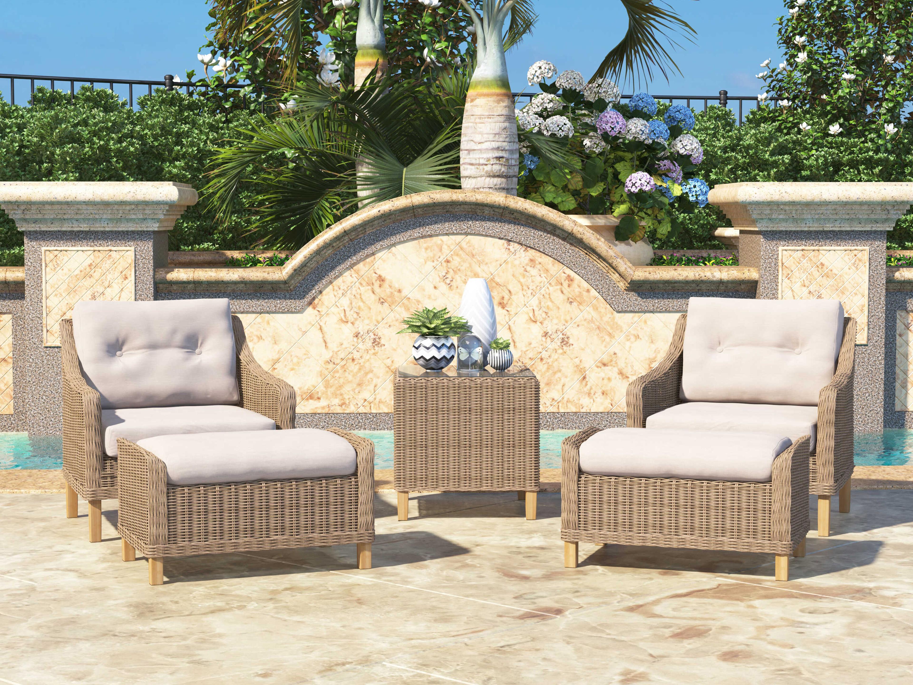 Carlisle Wicker Alabaster 5 Piece Lounge Set