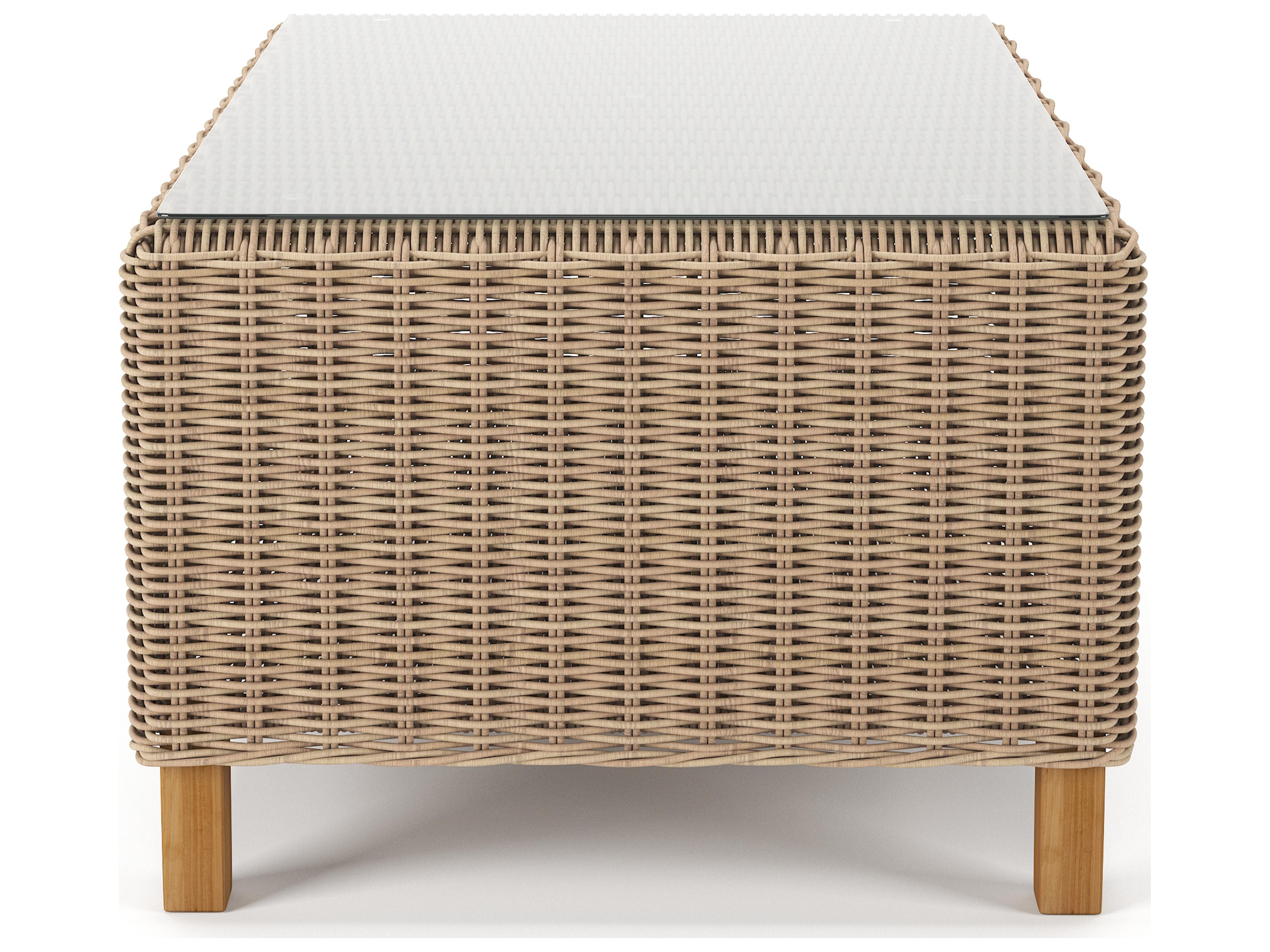 Forever Patio Carlisle Wicker Alabaster Rectangular Glass Top Coffee Table