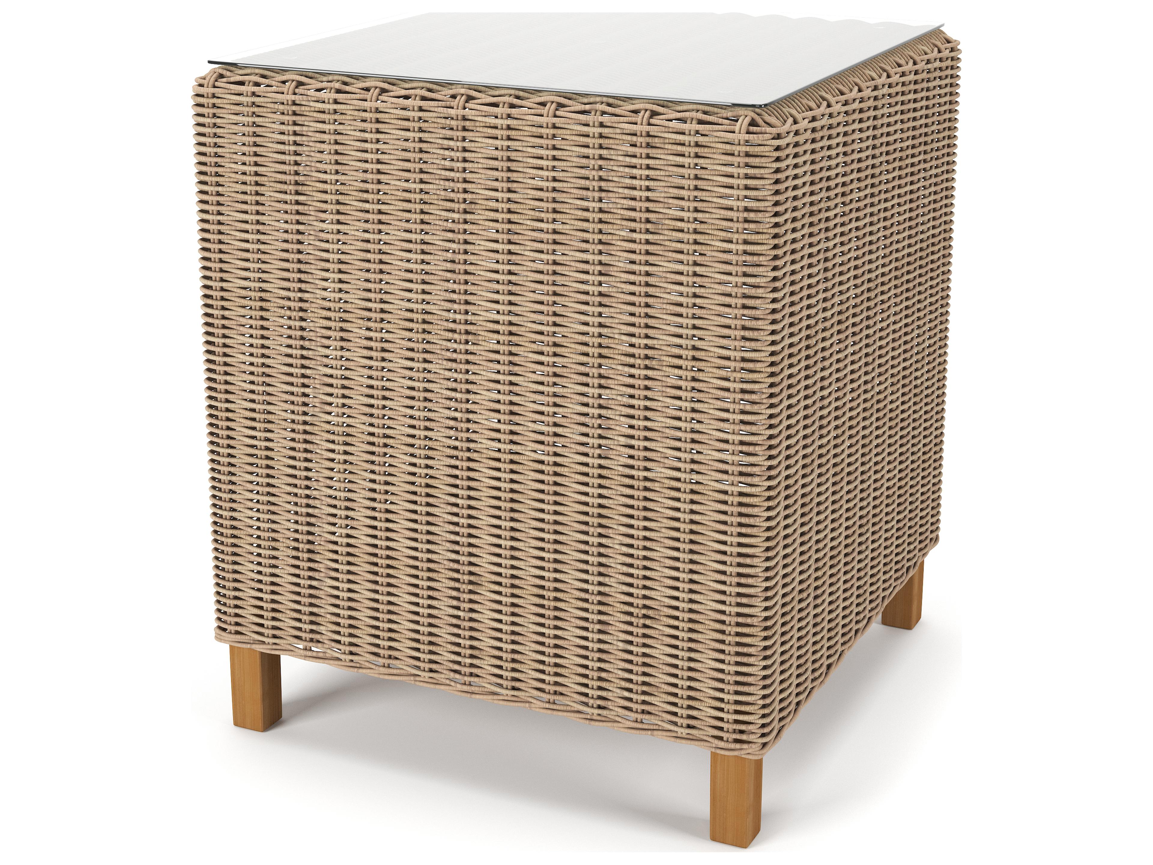Forever Patio Carlisle Wicker Alabaster Square Glass Top End Table