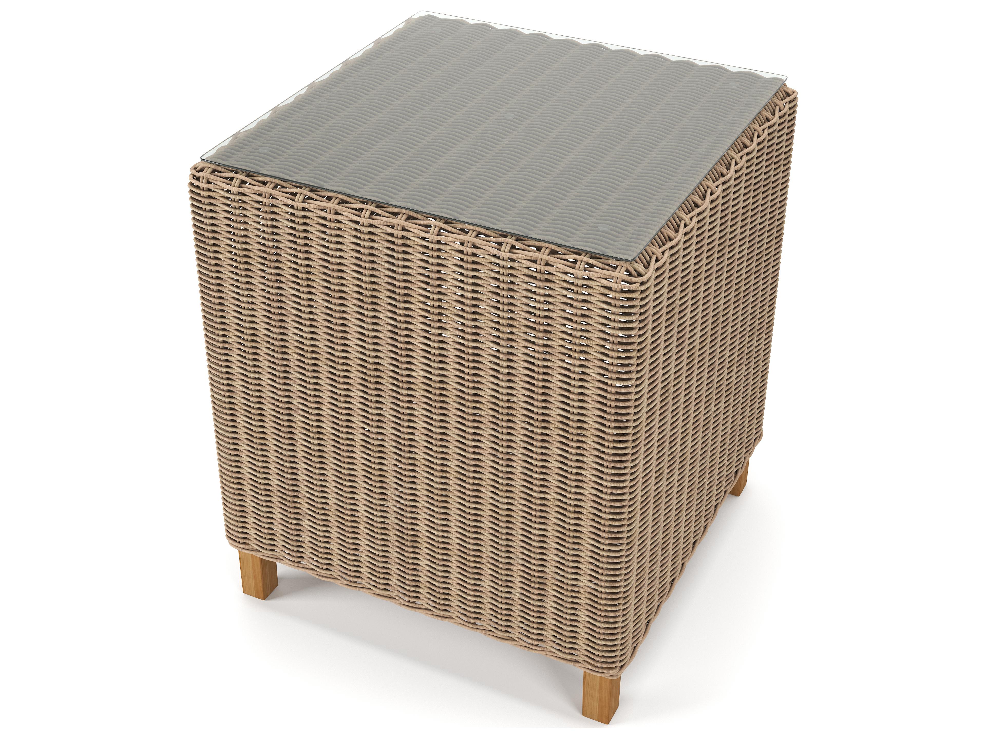 Forever Patio Carlisle Wicker Alabaster Square Glass Top End Table