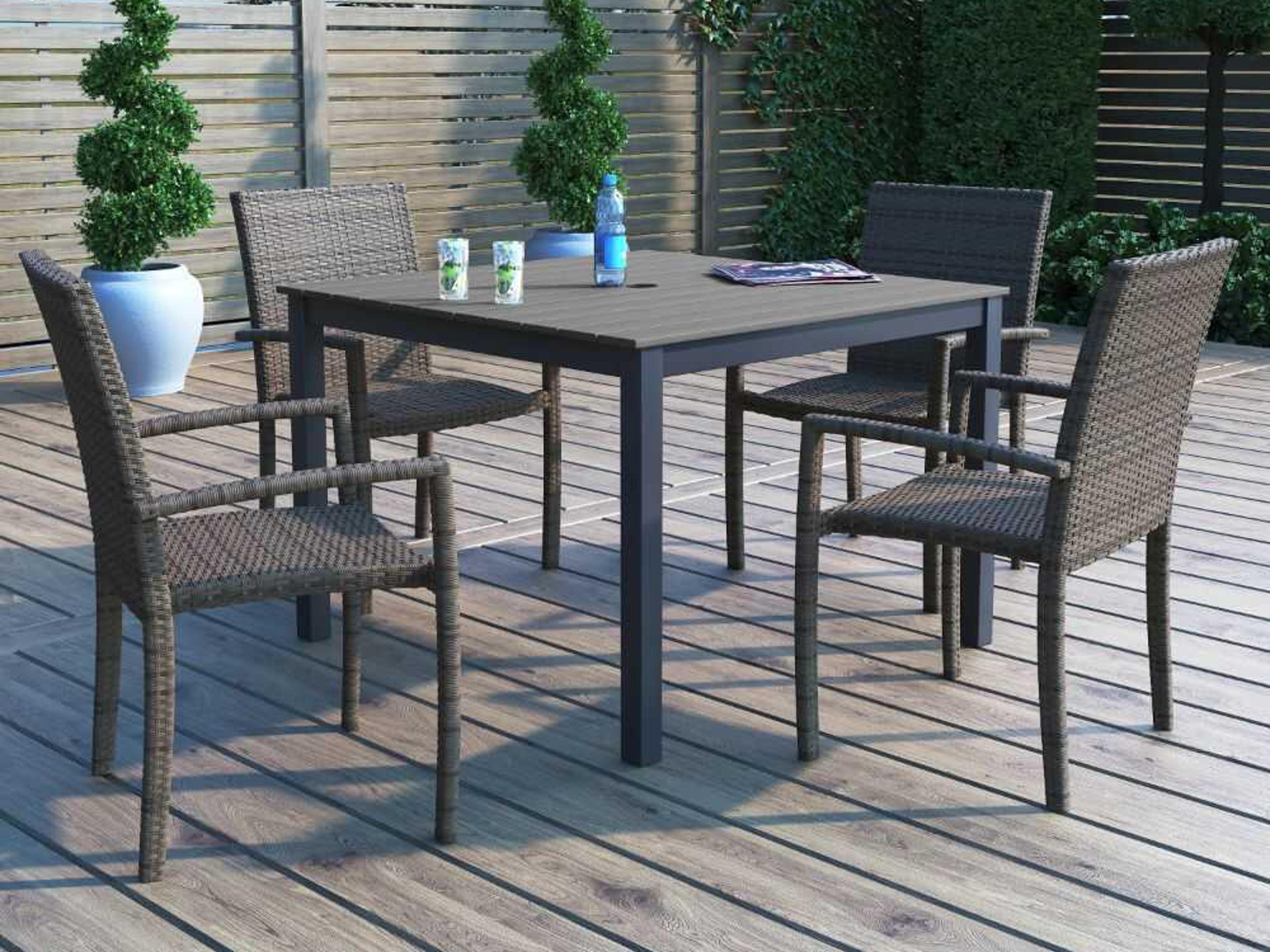 Ravello Wicker Dark Aluminum/Duraboard 5 Piece Dining Set