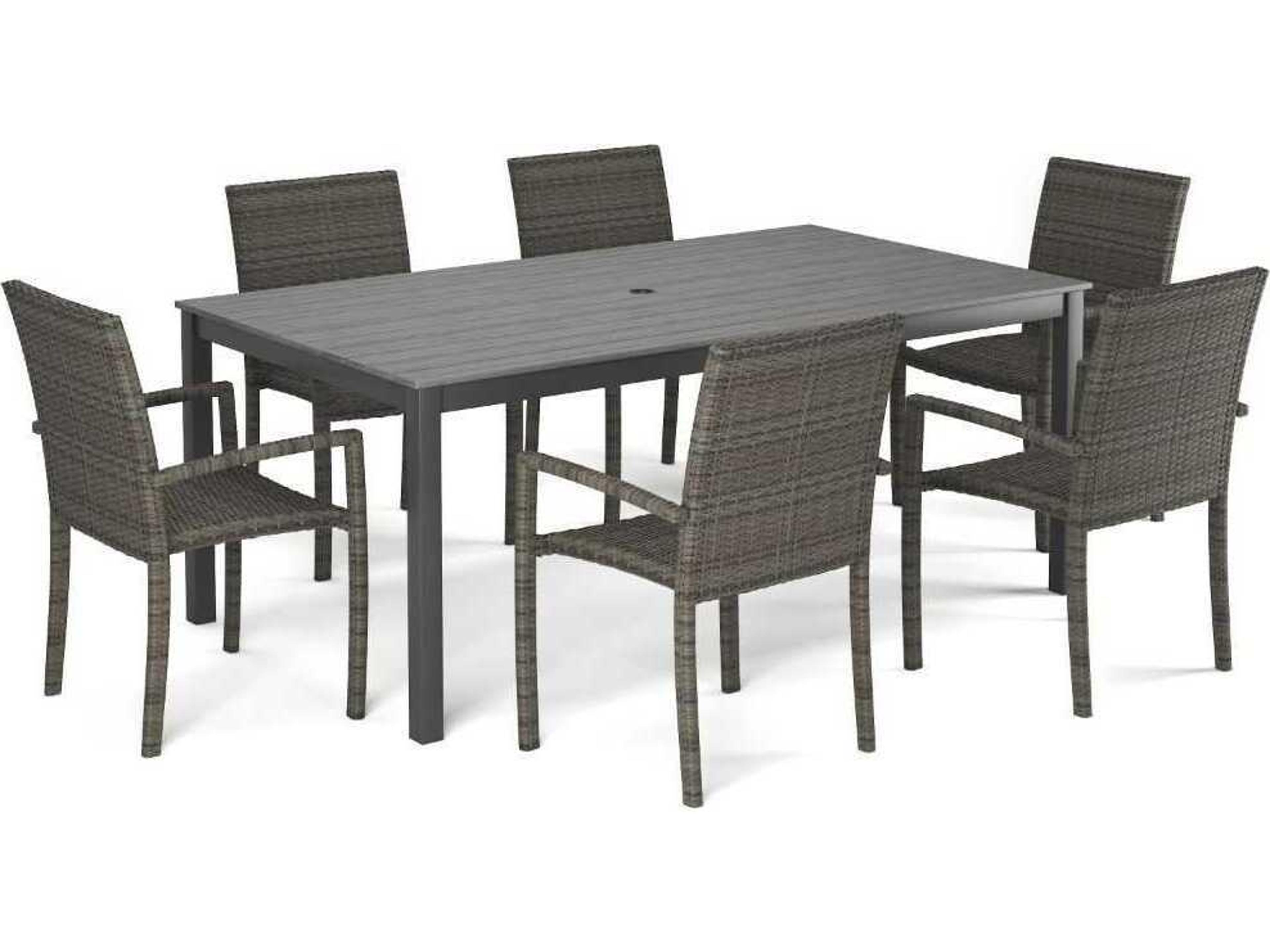 Forever Patio Ravello Wicker Dark Aluminum/Duraboard 7 Piece Dining Set