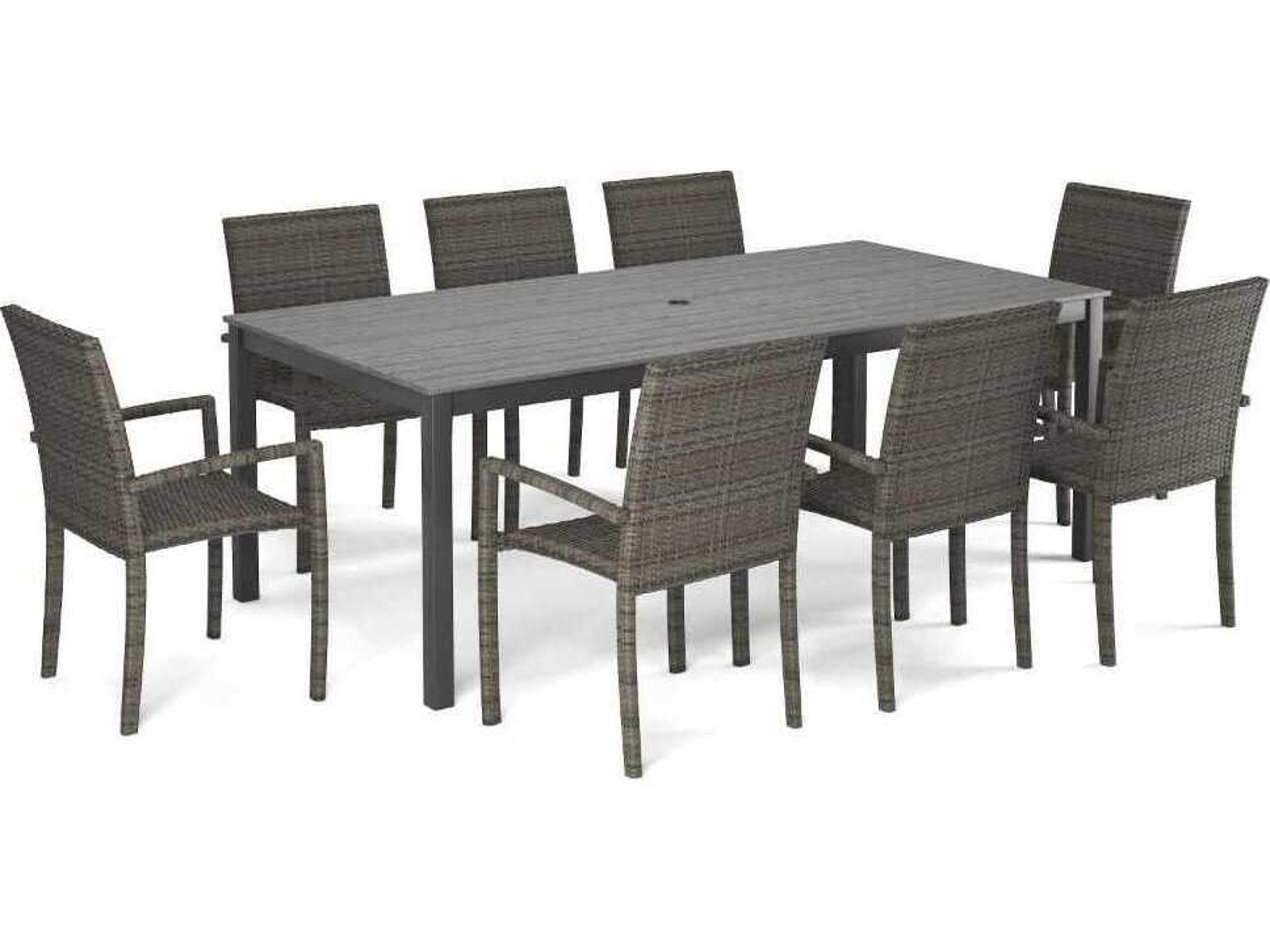 Forever Patio Ravello Wicker Dark Aluminum/Duraboard 9 Piece Dining Set