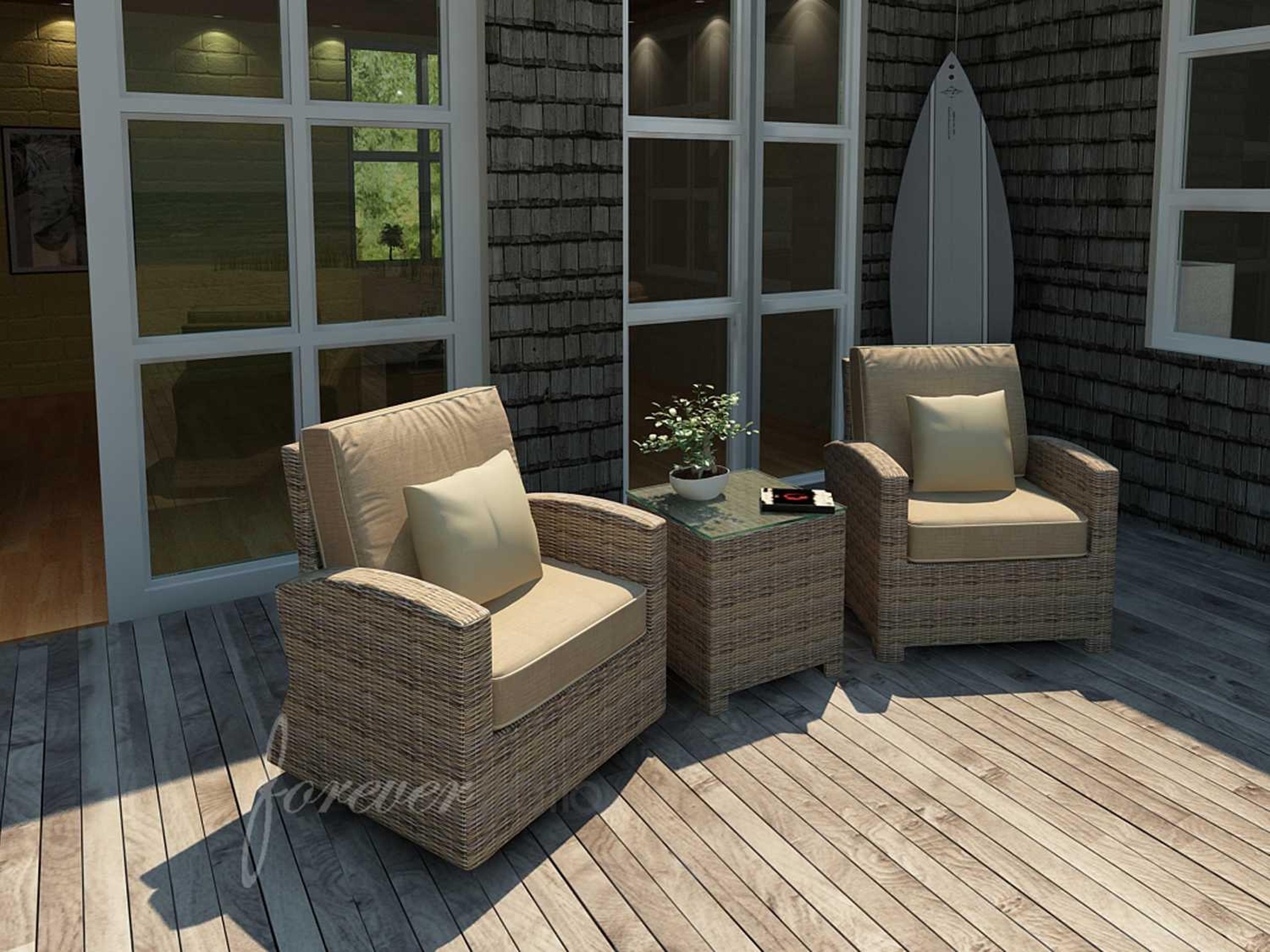 Forever Patio Cypress Wicker Heather Thick 3 Piece Lounge Set