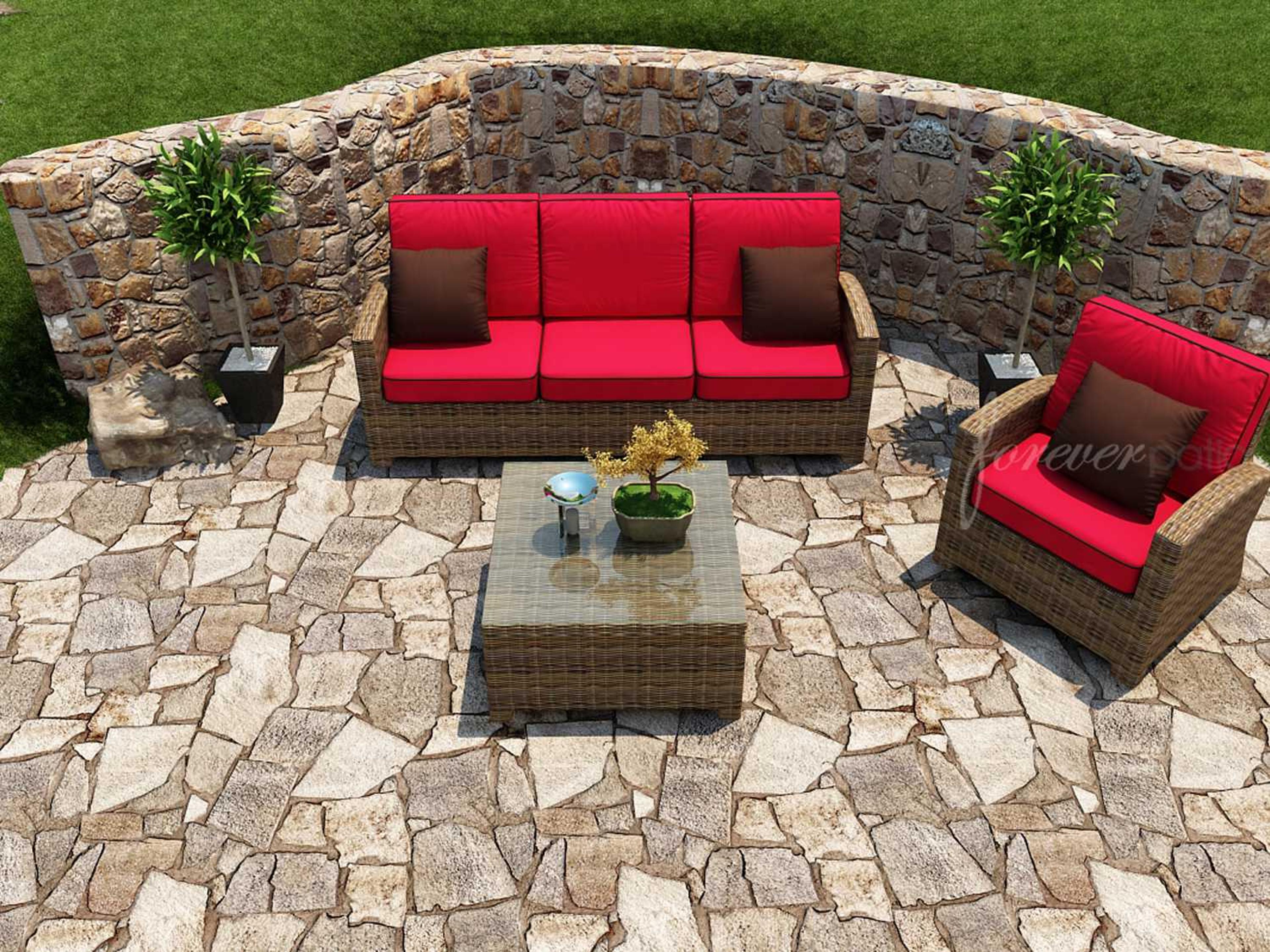 Forever Patio Cypress Wicker Heather Thick 3 Piece Lounge Set