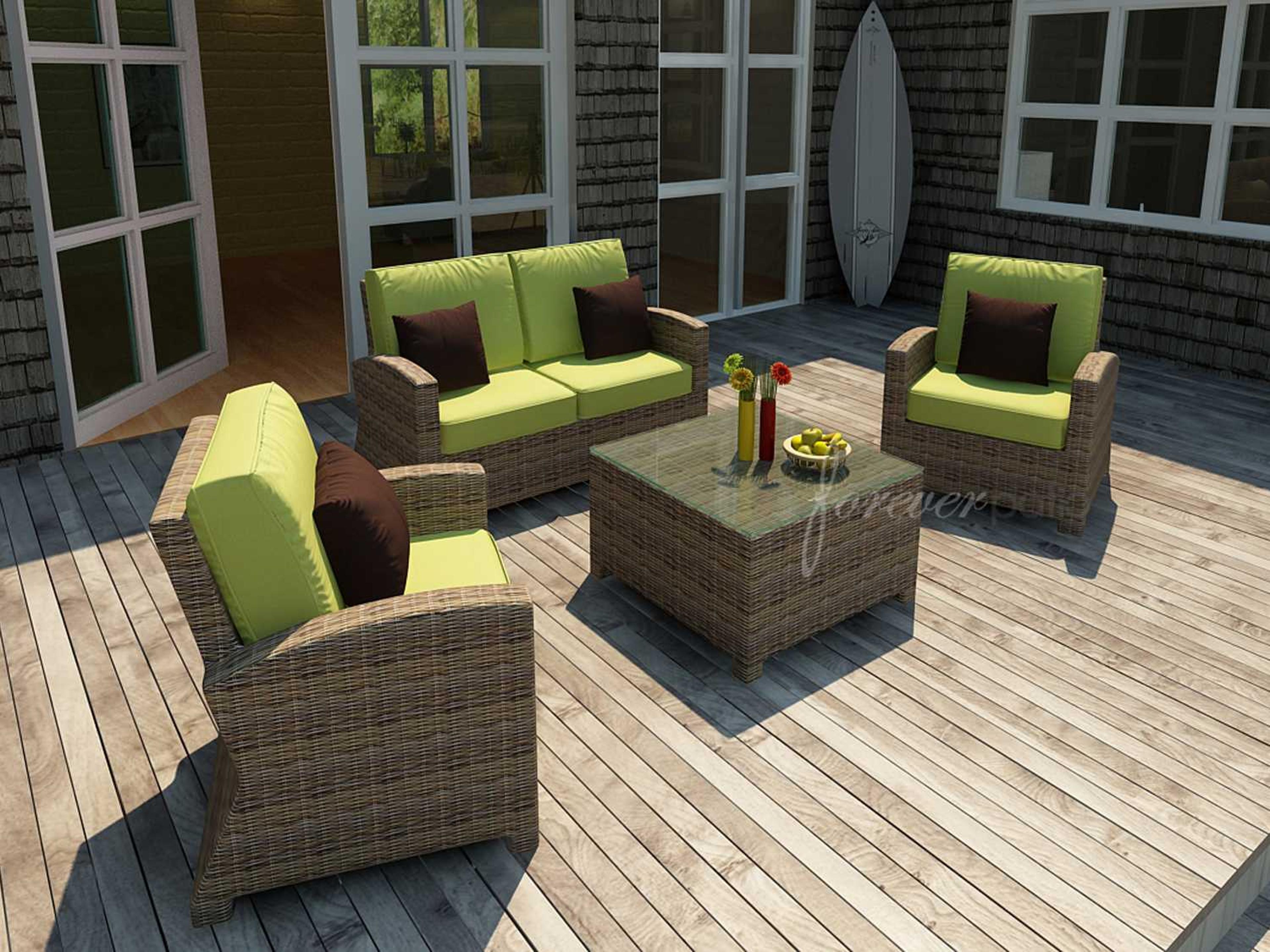 Forever Patio Cypress Wicker Heather Round 4 Piece Lounge Set