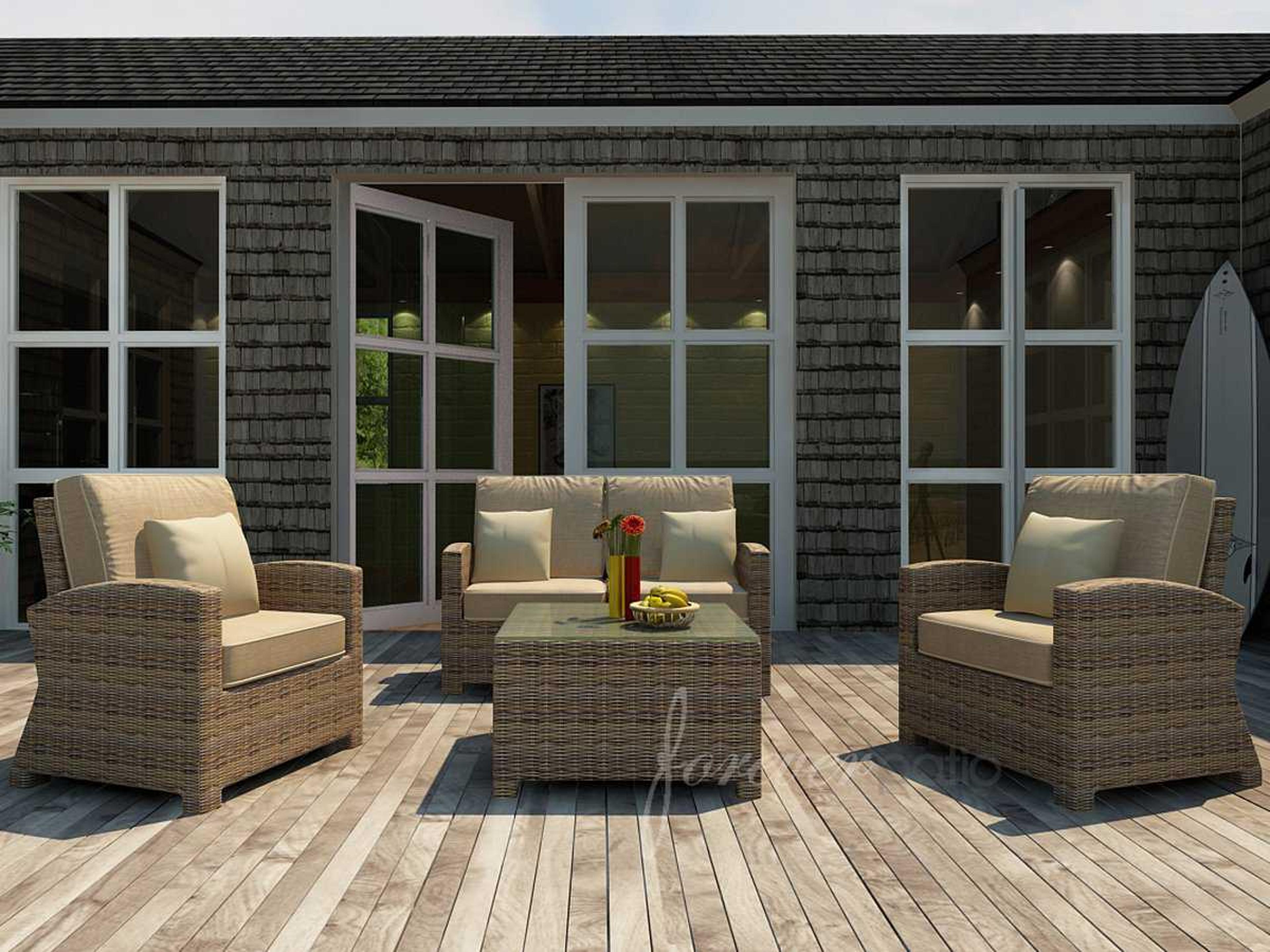 Forever Patio Cypress Wicker Heather Round 4 Piece Lounge Set