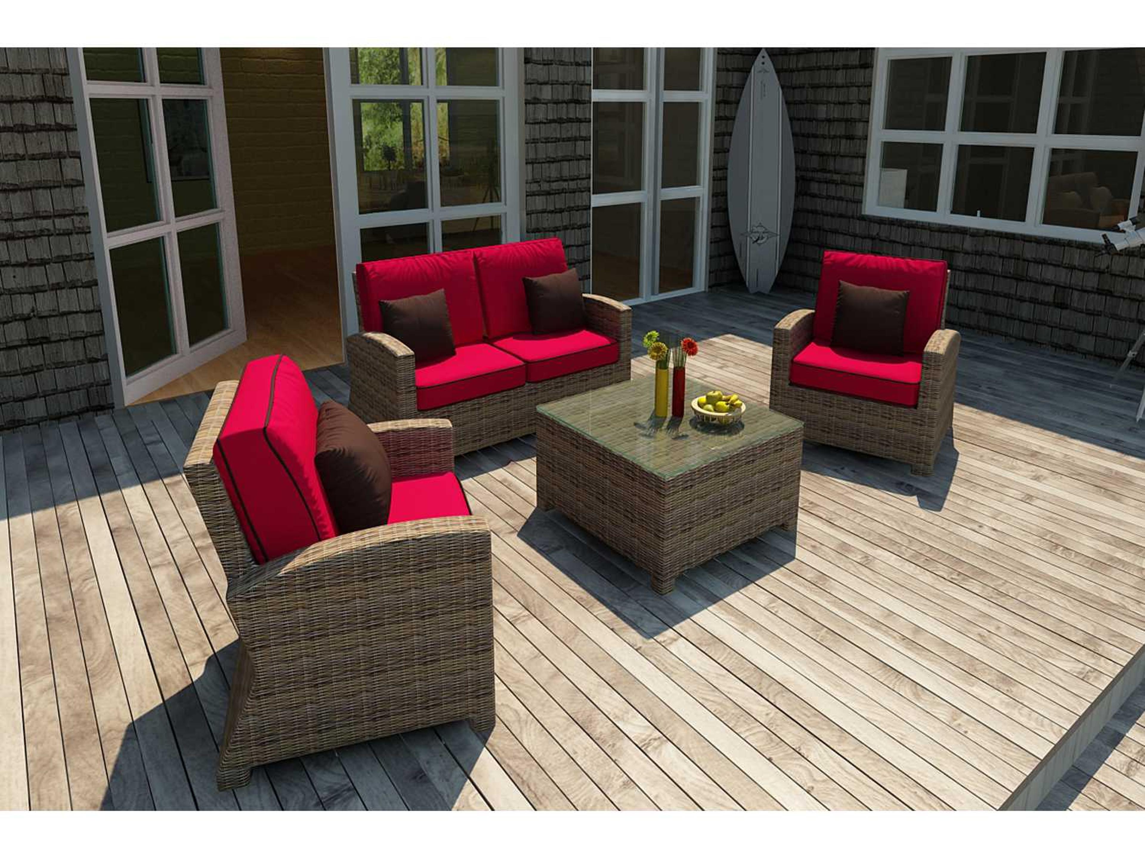 Cypress Wicker Heather Round 4 Piece Lounge Set