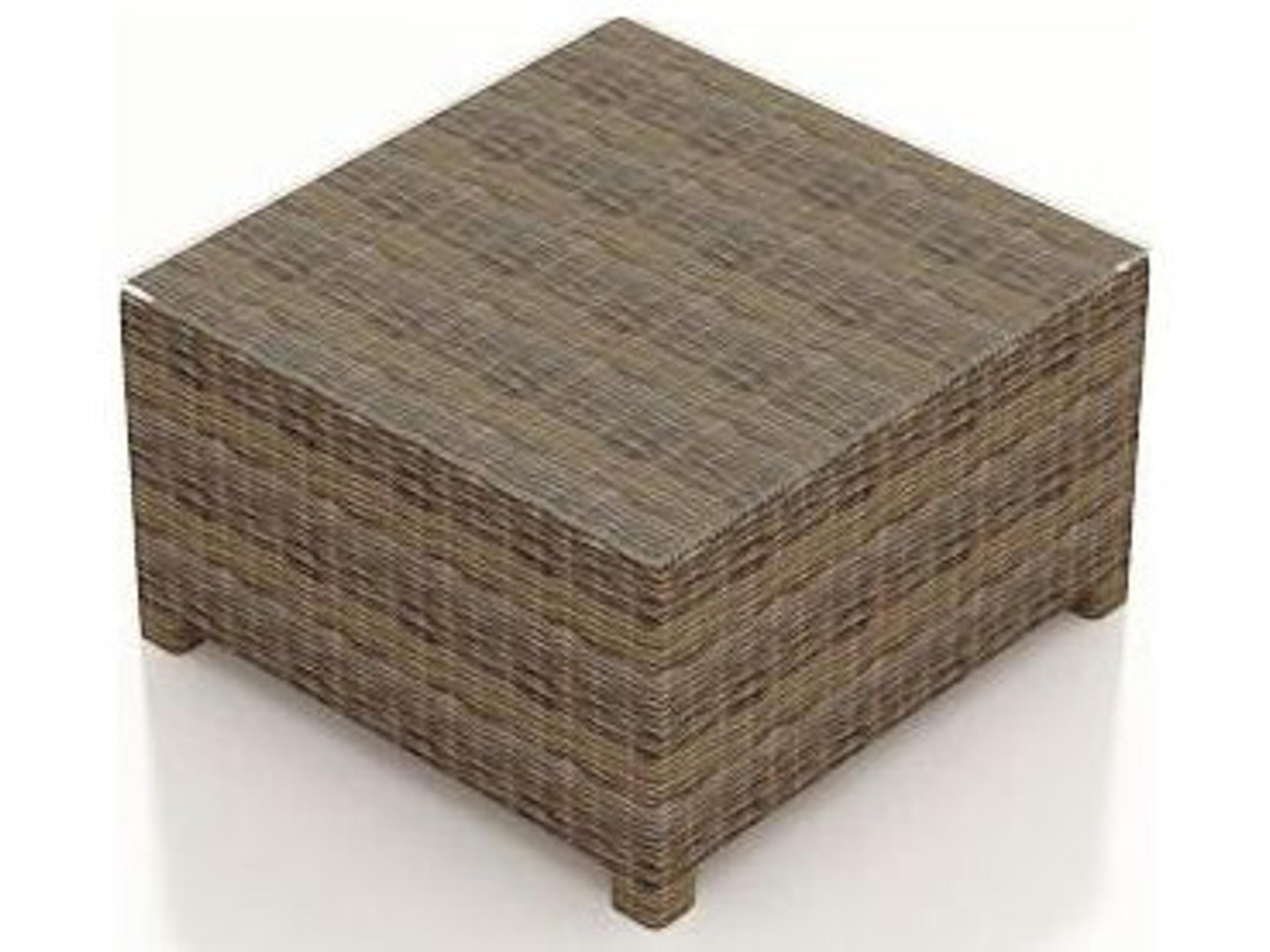 Cypress Wicker Heather Thick Square Glass Top Coffee Table