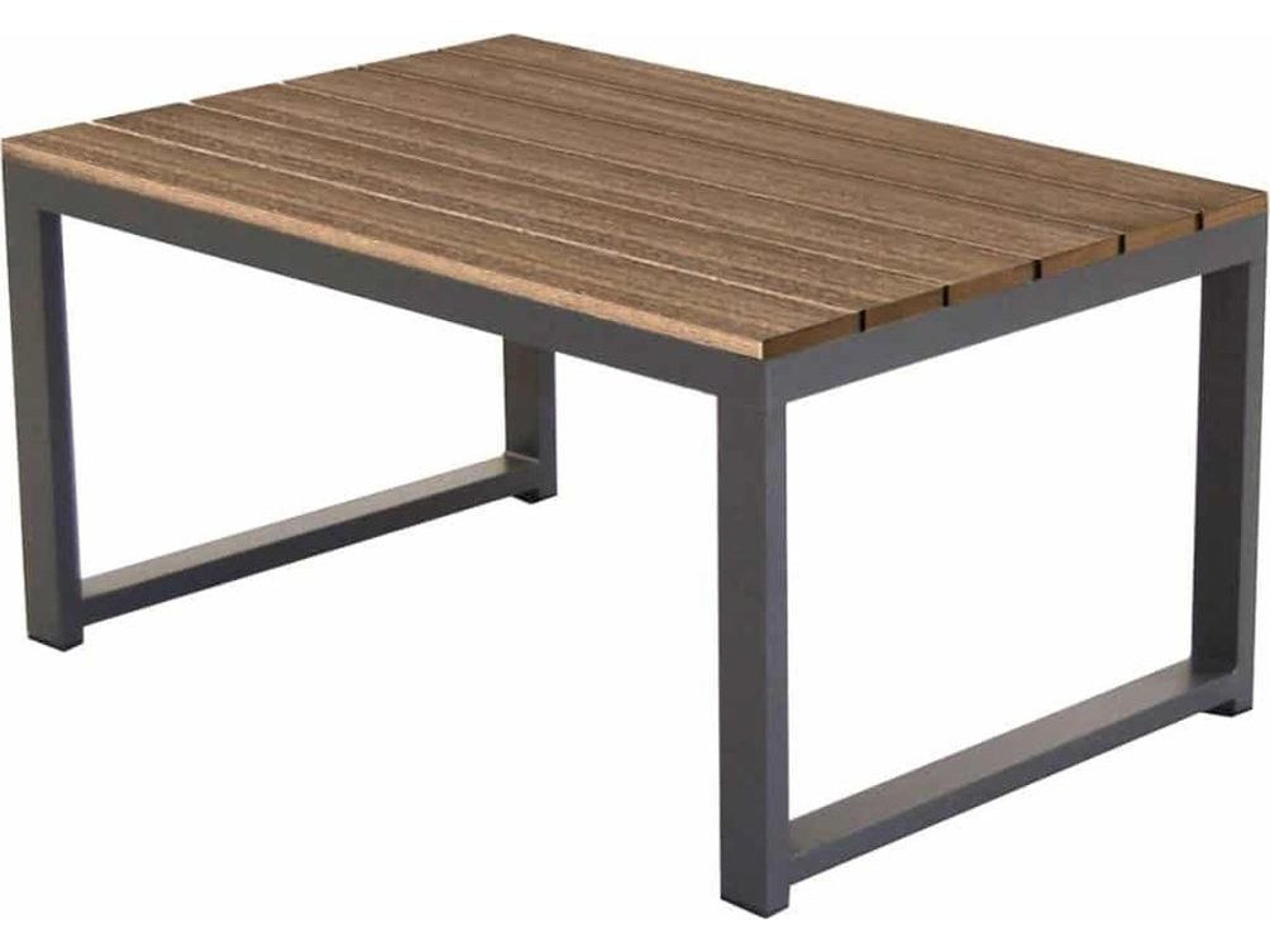 Hanover Slat Aluminum Gray Rectangular Coffee Table with Gray PolyTuf Top