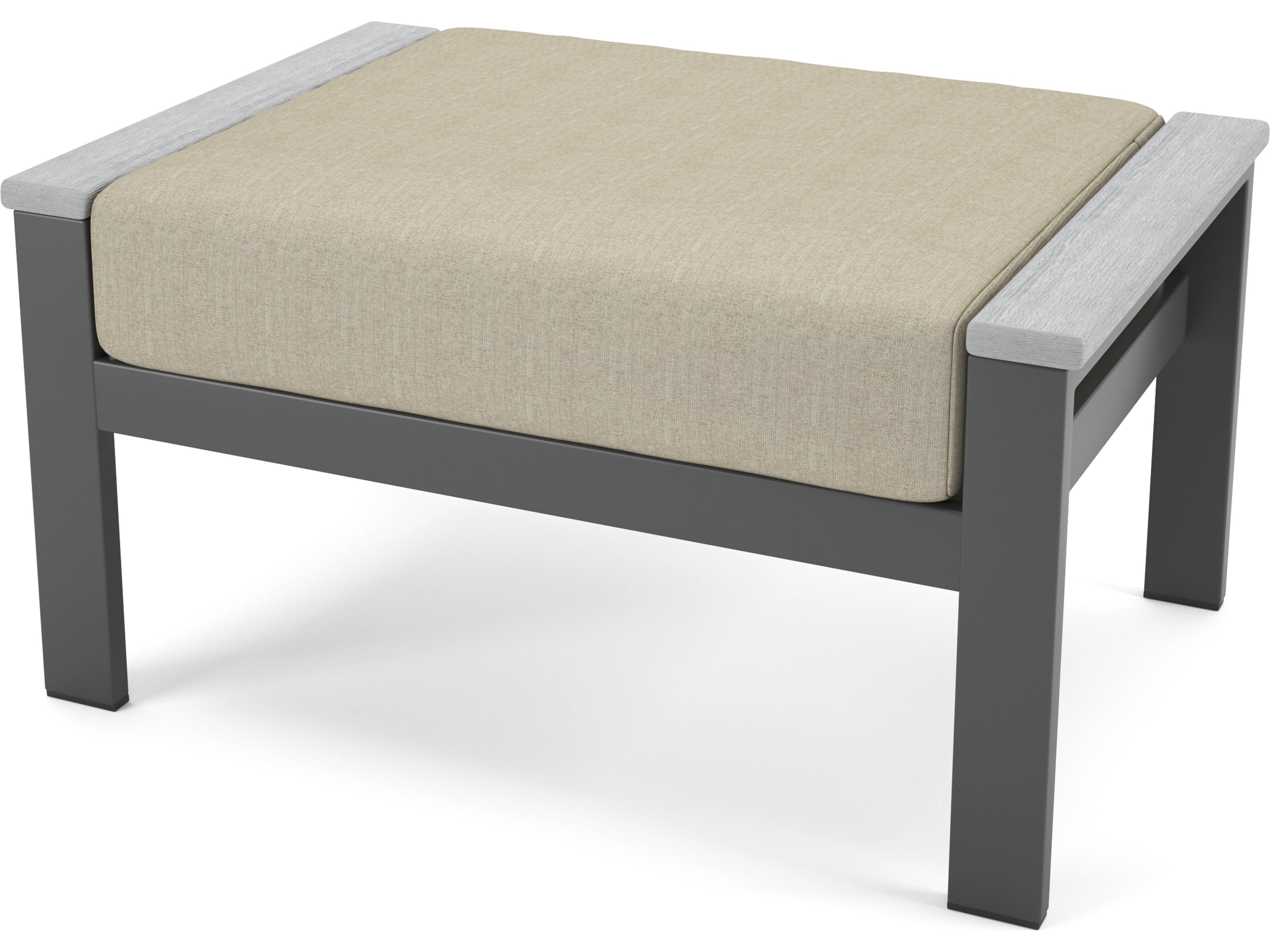 Forever Patio Hanover Slat Aluminum Gray Ottoman with PolyTuf Arm
