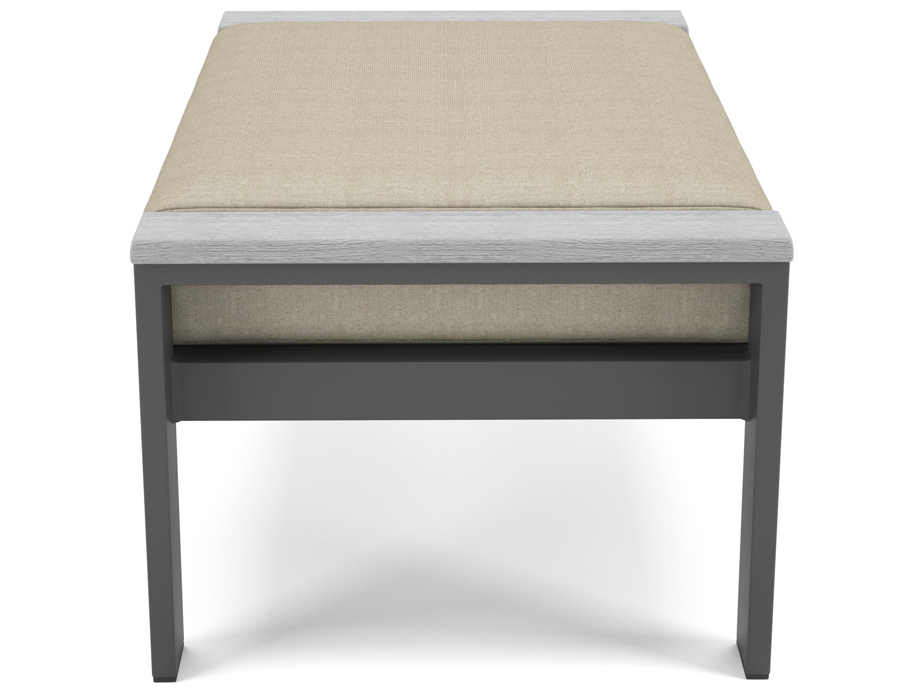 Forever Patio Hanover Slat Aluminum Gray Ottoman with PolyTuf Arm