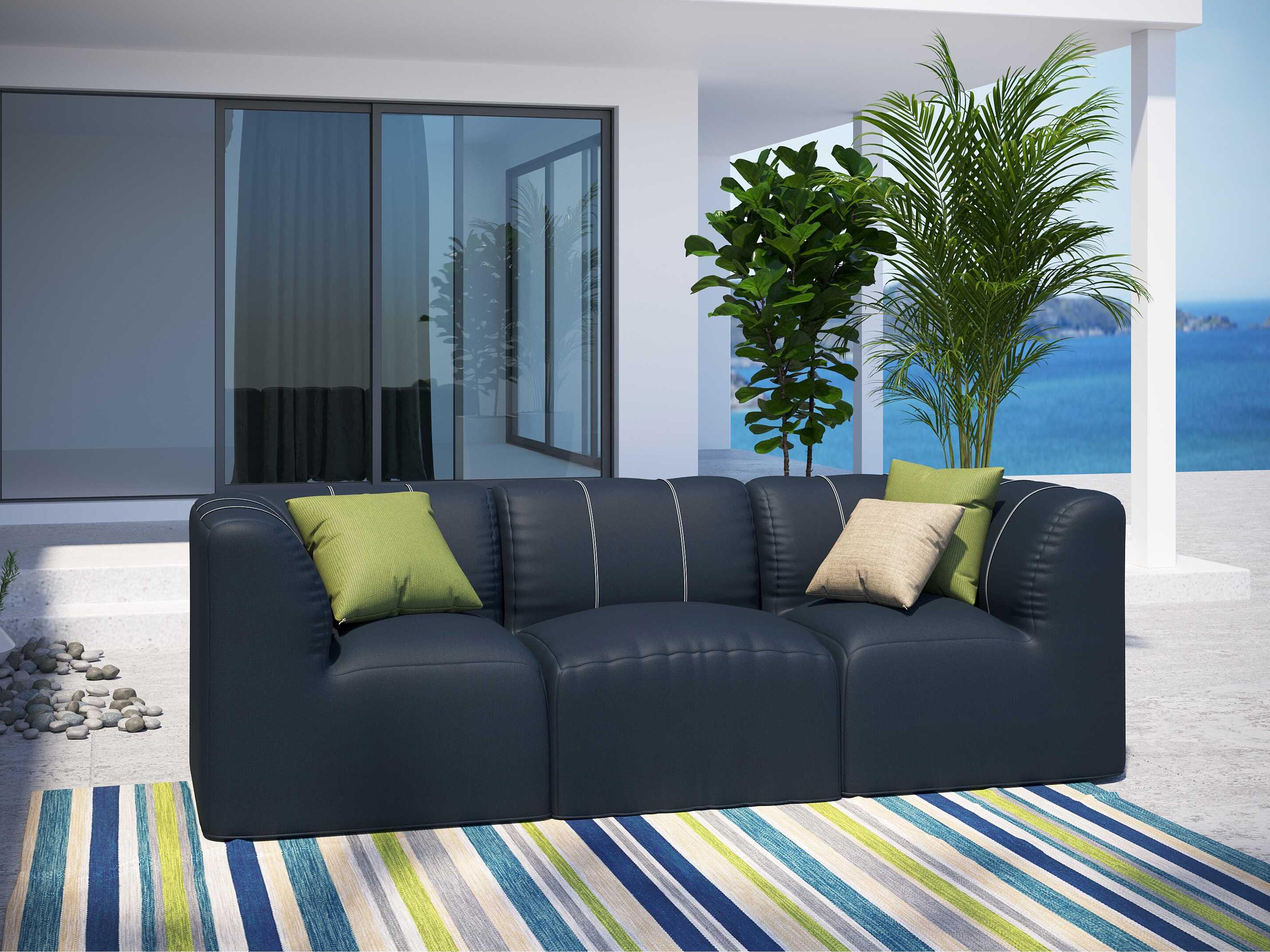 Forever Patio Murano Teak Poly 3 Piece Sectional Lounge Set