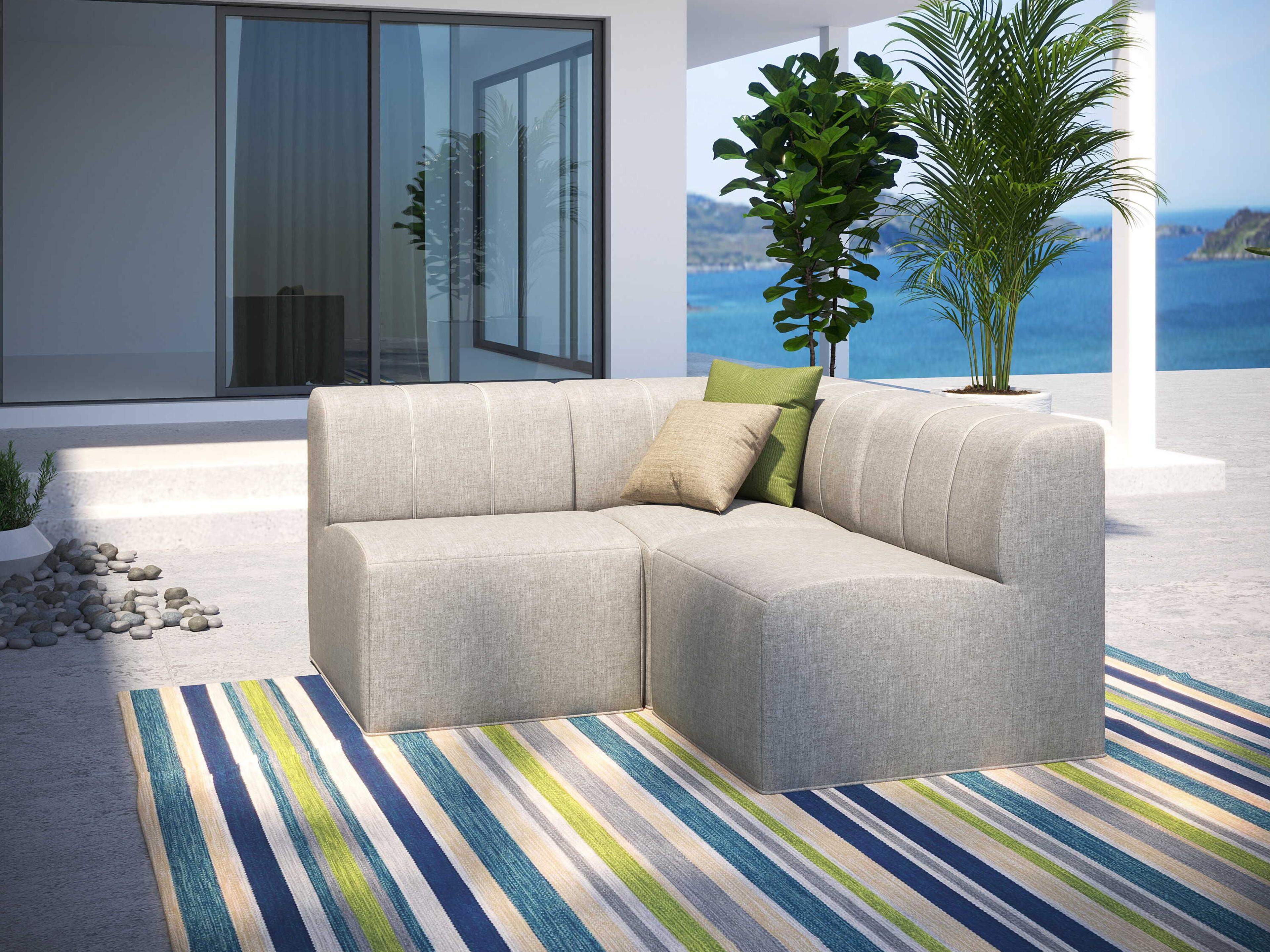 Forever Patio Murano Teak Poly 3 Piece Sectional Lounge Set