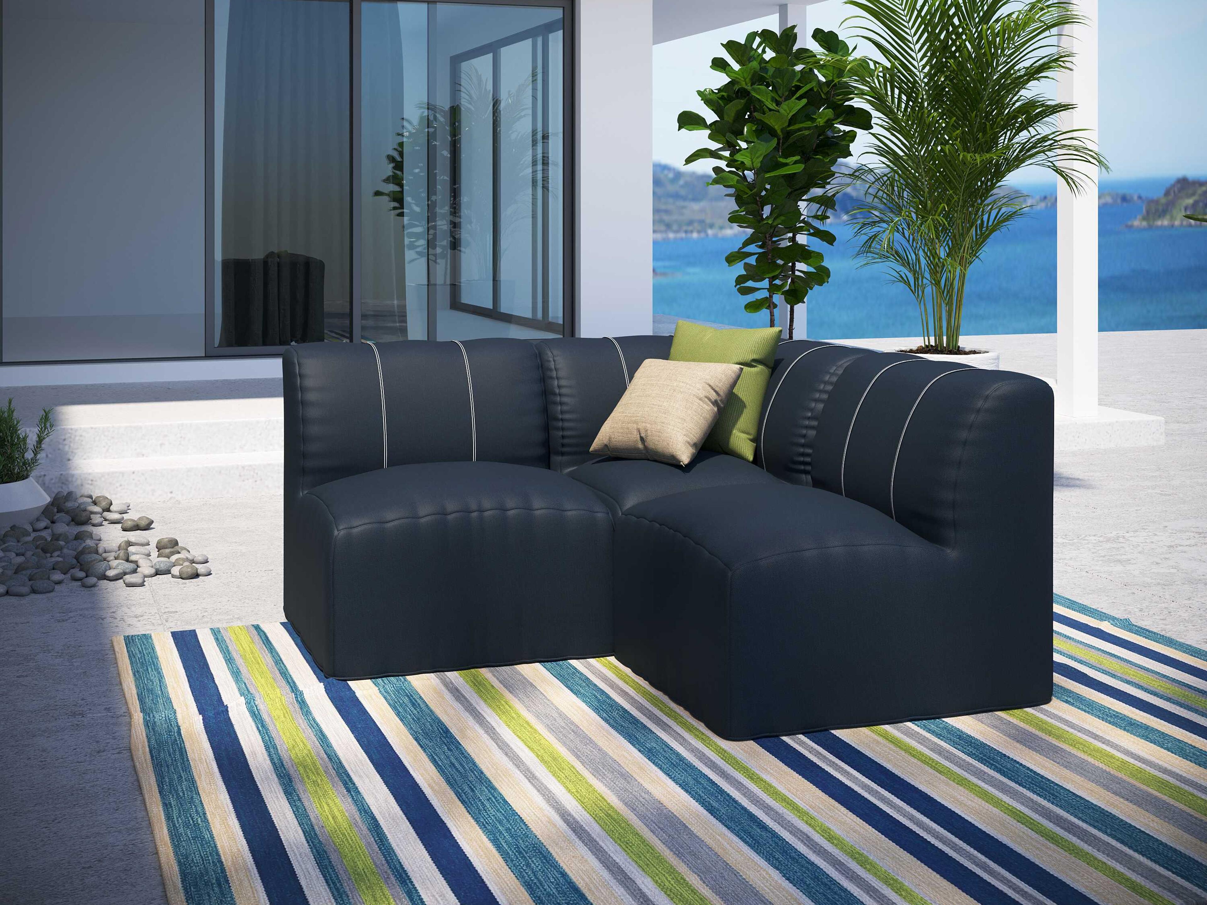 Forever Patio Murano Teak Poly 3 Piece Sectional Lounge Set