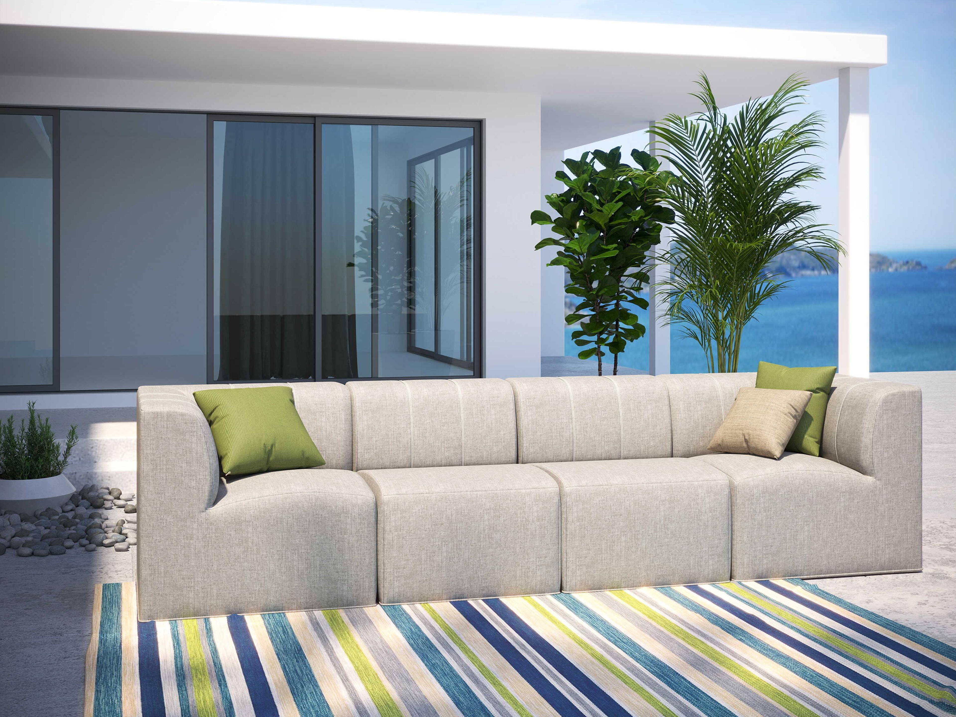 Forever Patio Murano Teak Poly 4 Piece Sectional Lounge Set