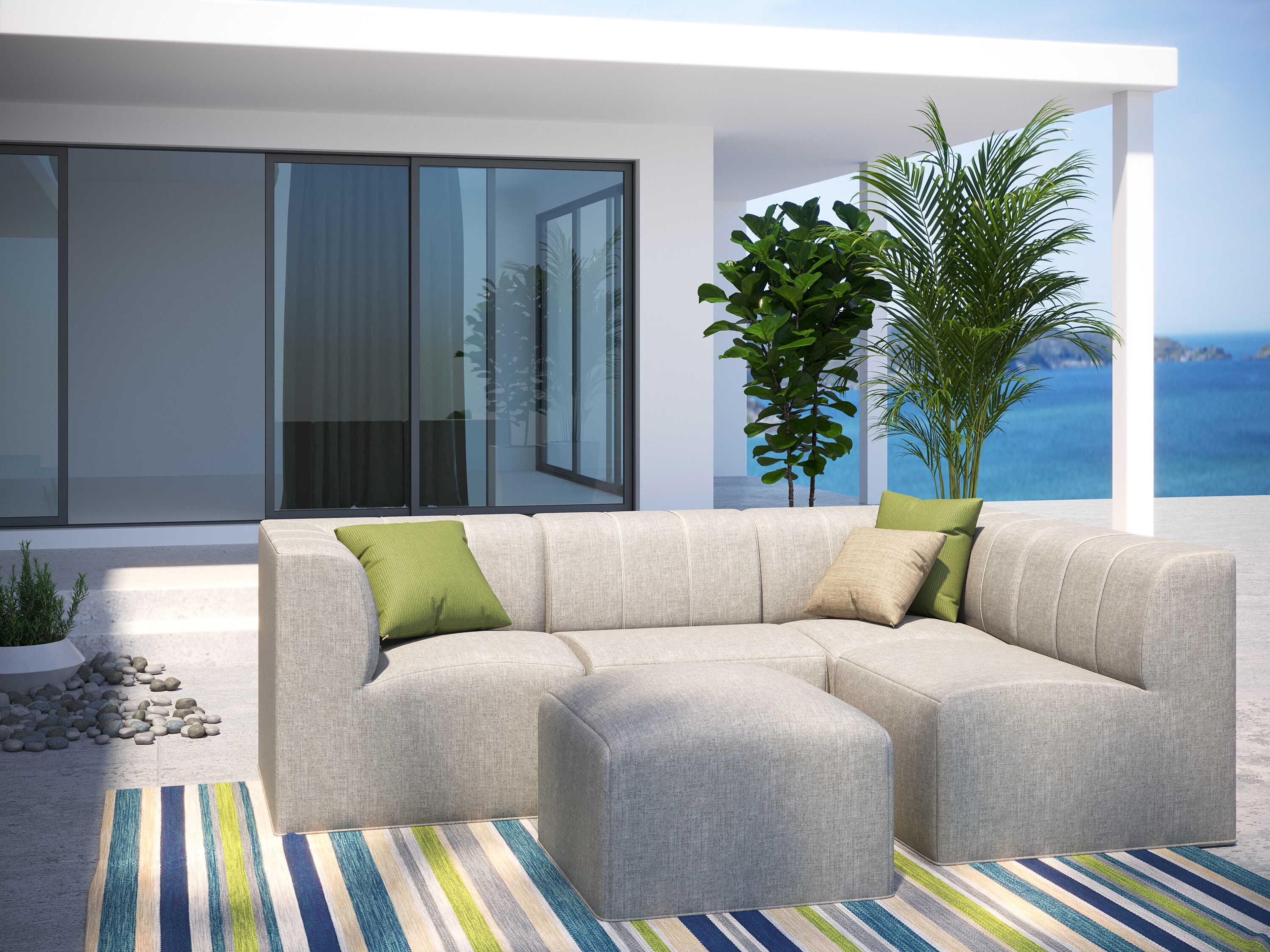 Forever Patio Murano Teak Poly 5 Piece Sectional Lounge Set