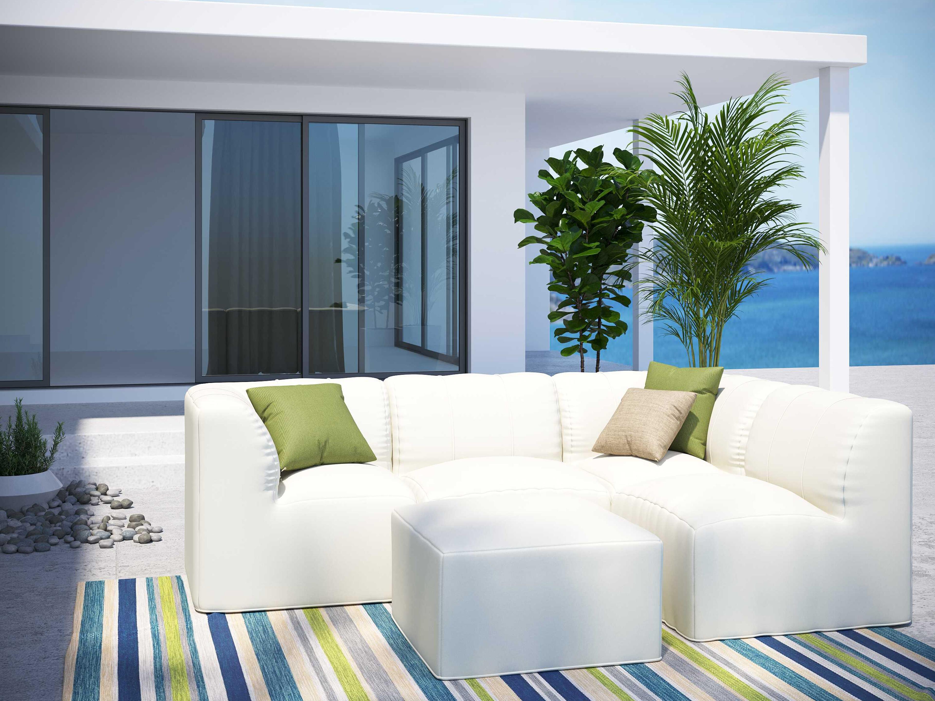 Forever Patio Murano Teak Poly 5 Piece Sectional Lounge Set