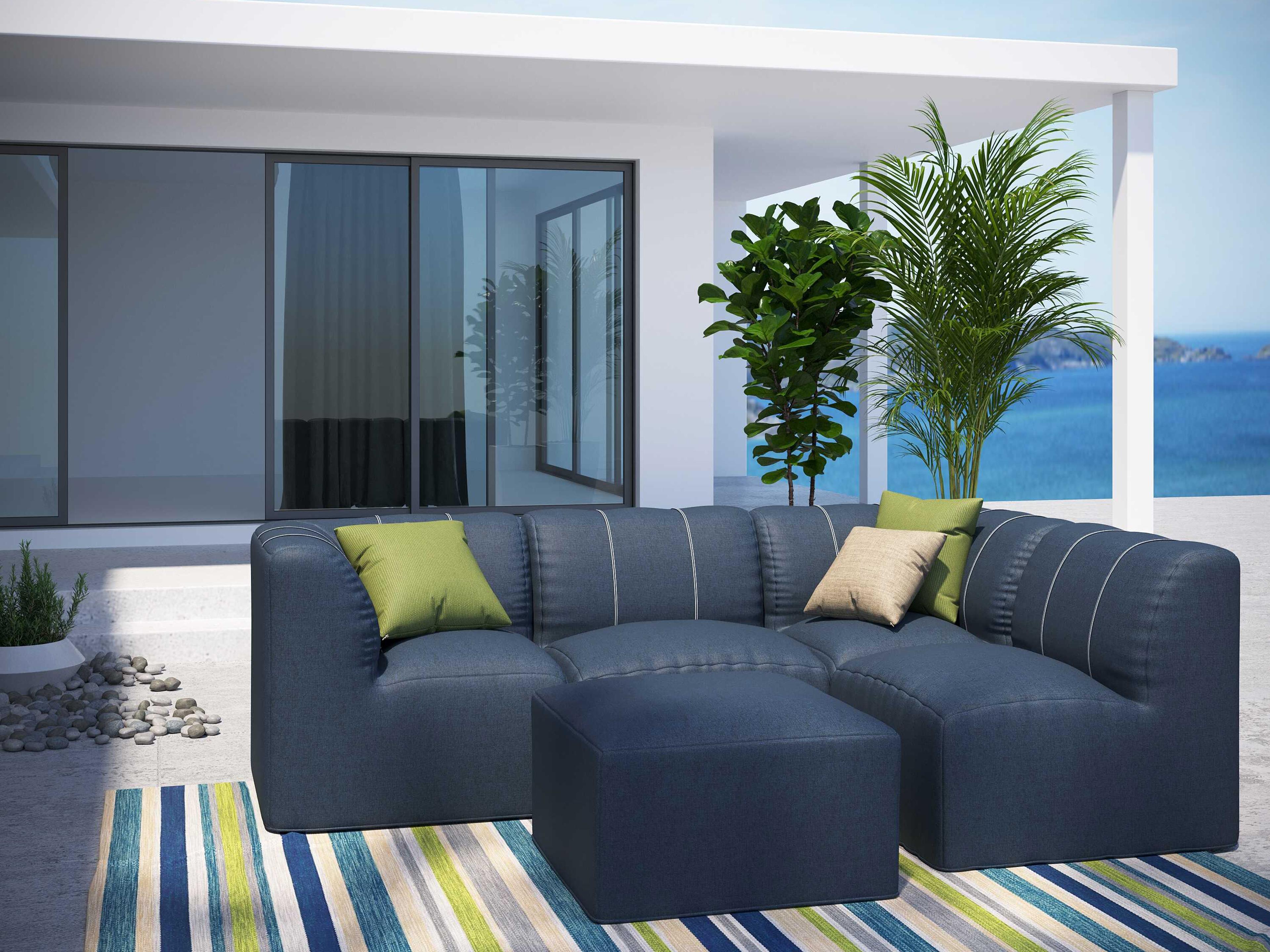 Forever Patio Murano Teak Poly 5 Piece Sectional Lounge Set