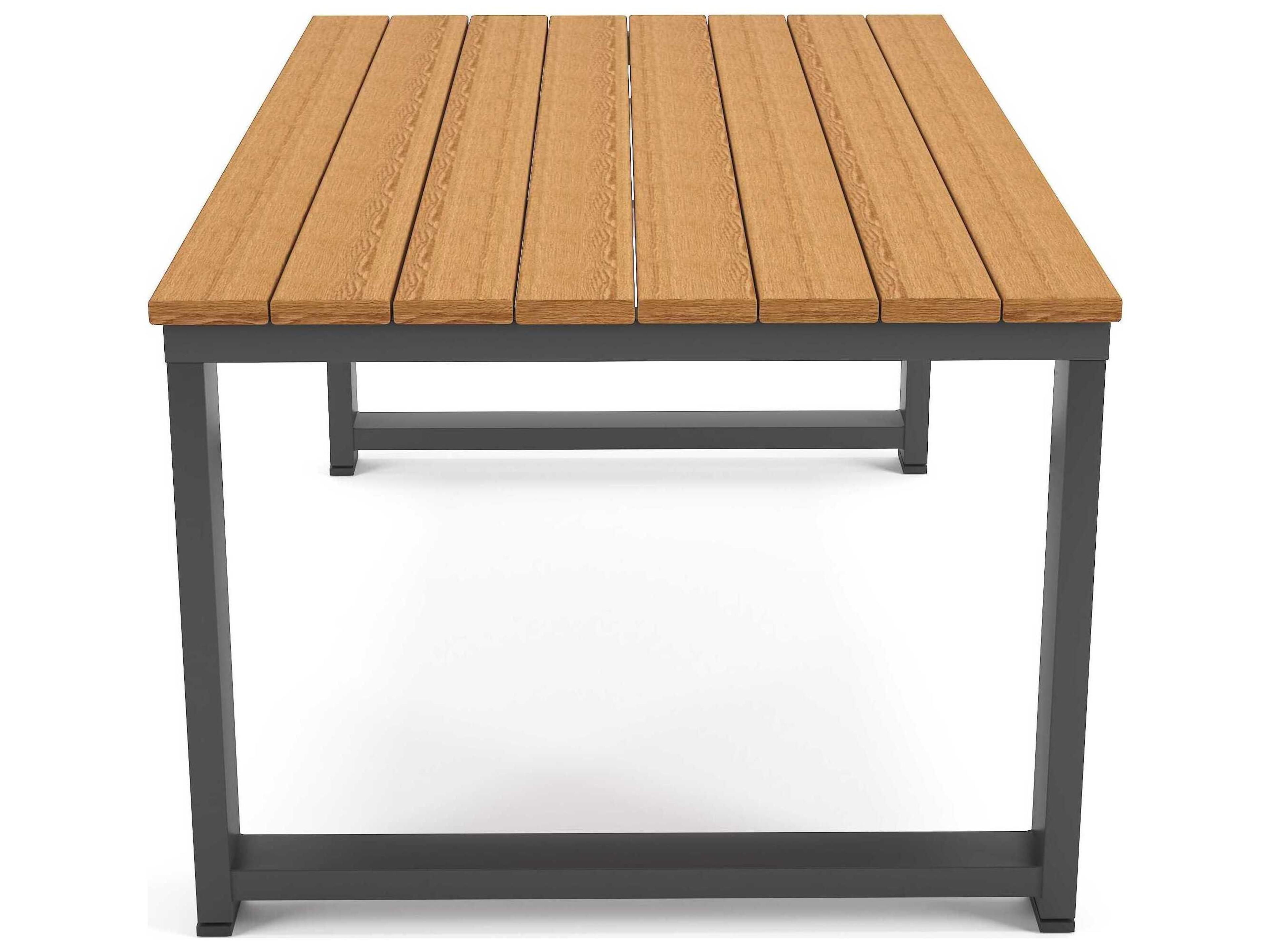 Forever Patio Hanover Slat Aluminum Dark Gray Rectangular Coffee Table in Antique Mahagony PolyTuf Top