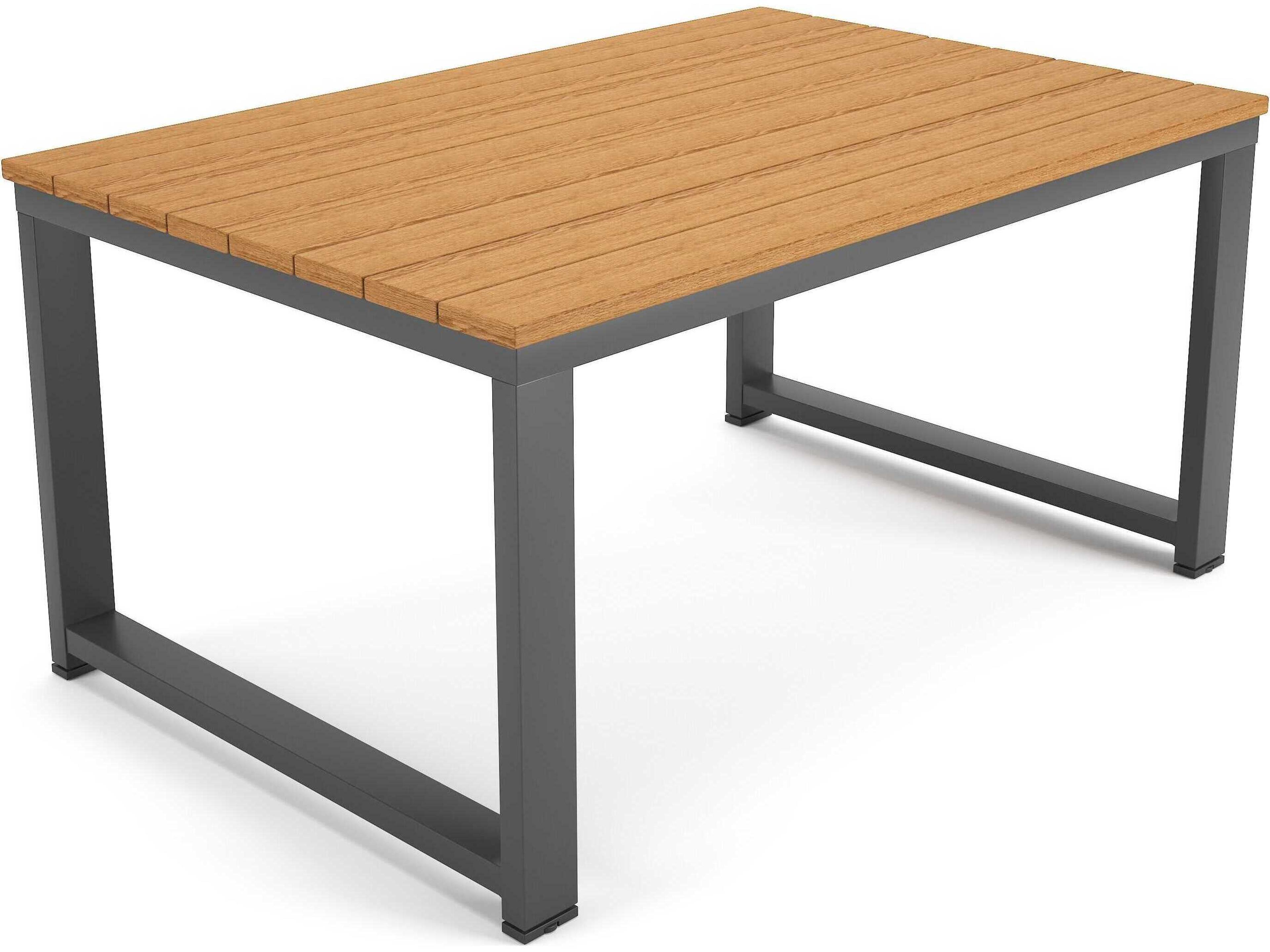 Forever Patio Hanover Slat Aluminum Dark Gray Rectangular Coffee Table in Antique Mahagony PolyTuf Top