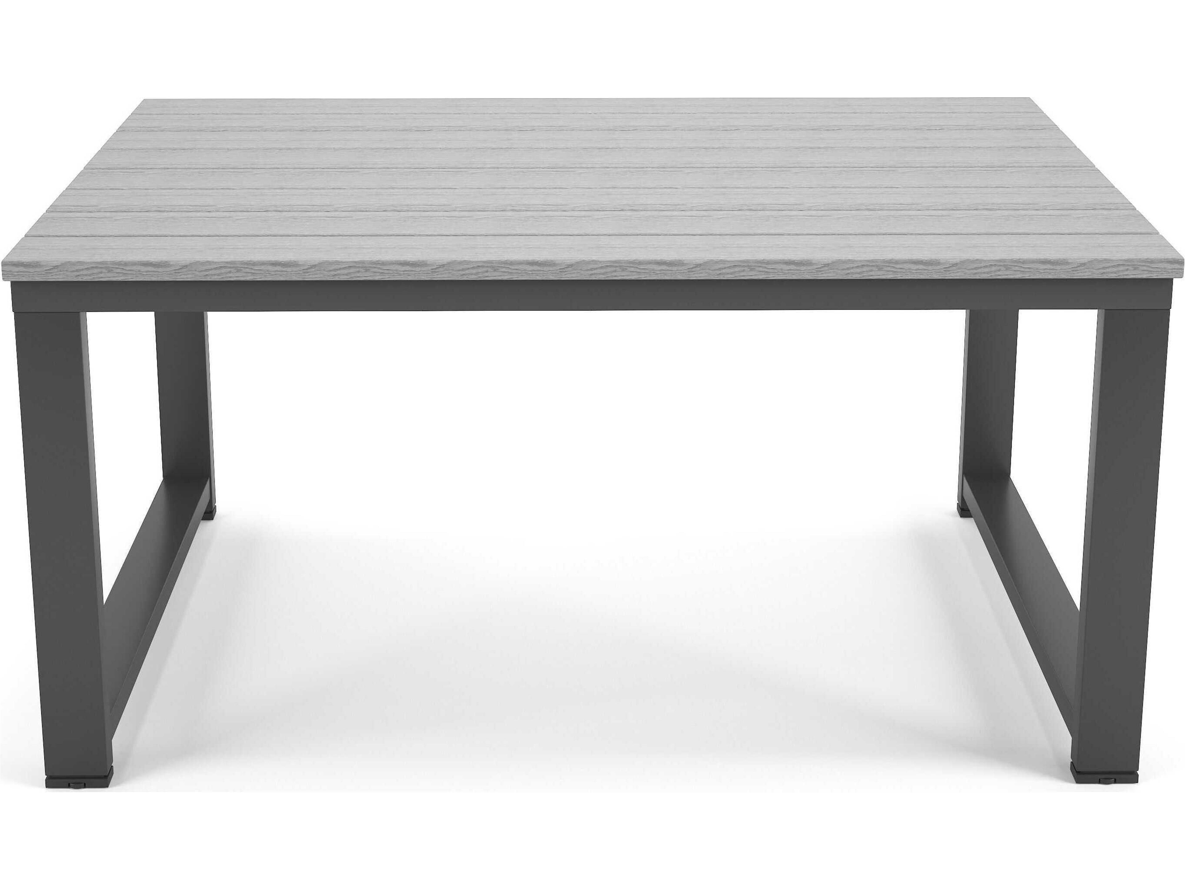 Forever Patio Hanover Slat Aluminum Rectangular Coffee Table in Costal Gray PolyTuf Top