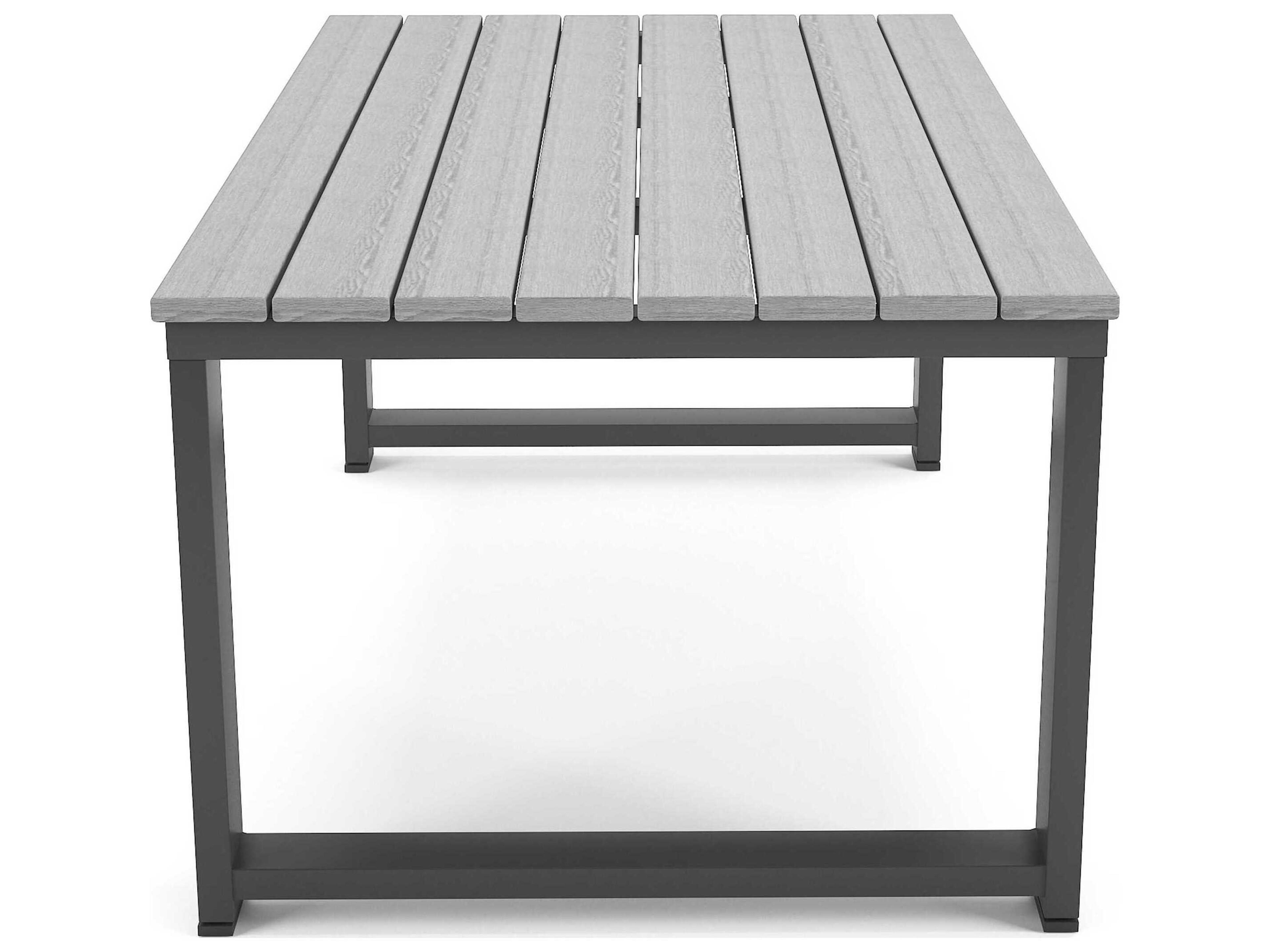 Forever Patio Hanover Slat Aluminum Rectangular Coffee Table in Costal Gray PolyTuf Top