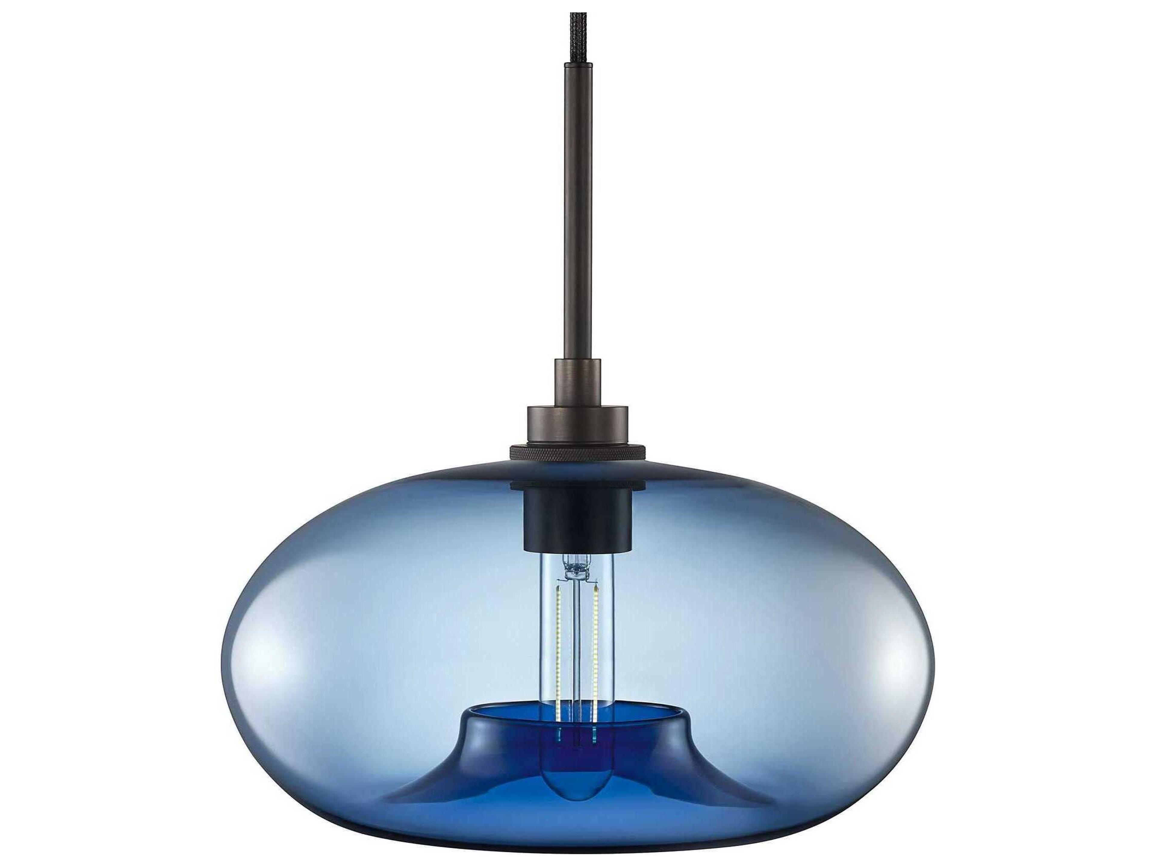 Silica Aurora 1-Light Sapphire Blue Round Mini Pendant