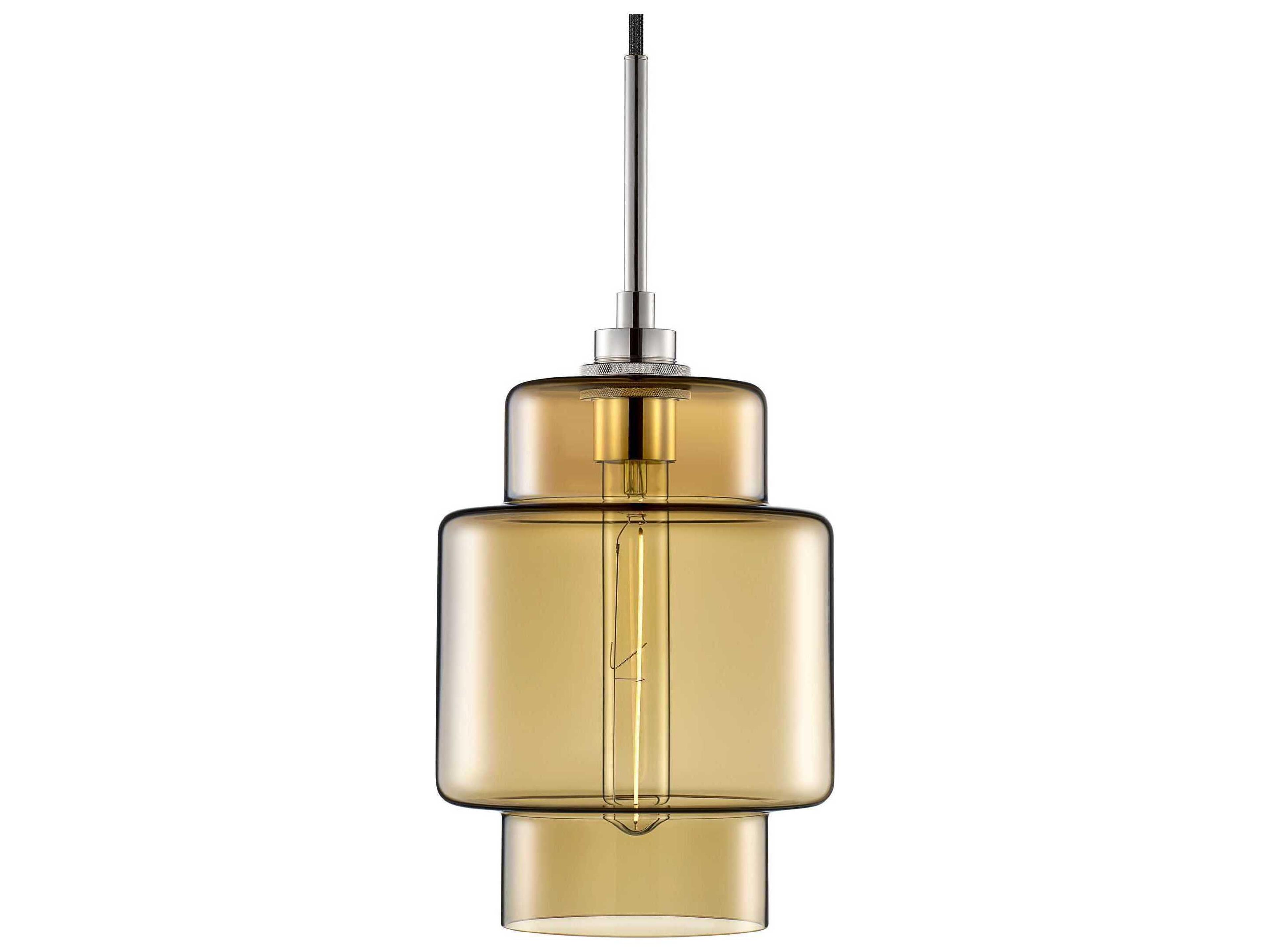 Niche Crystalline Axia 1-Light Smoke Yellow Tiered Mini Pendant