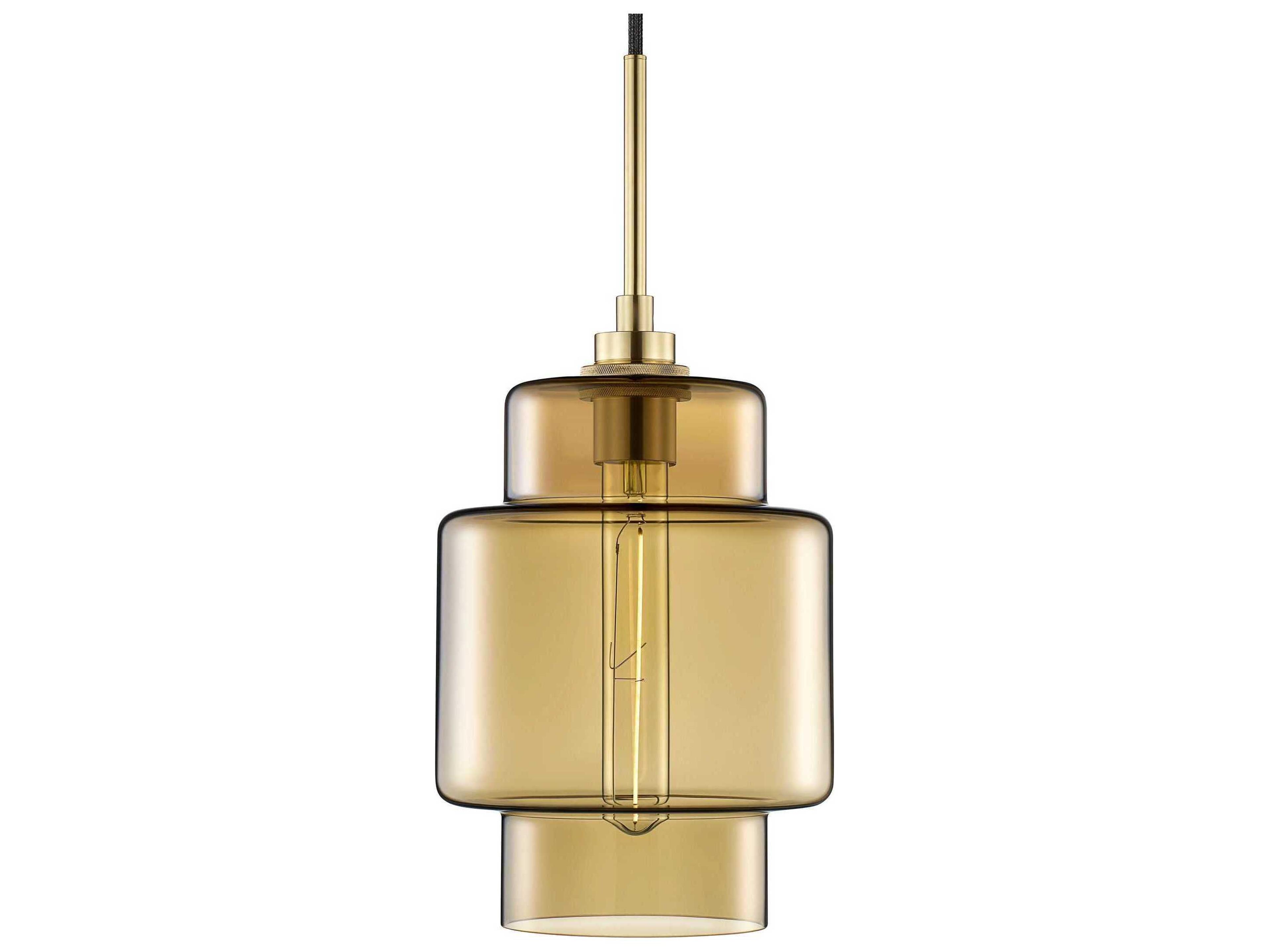 Niche Crystalline Axia 1-Light Smoke Yellow Tiered Mini Pendant