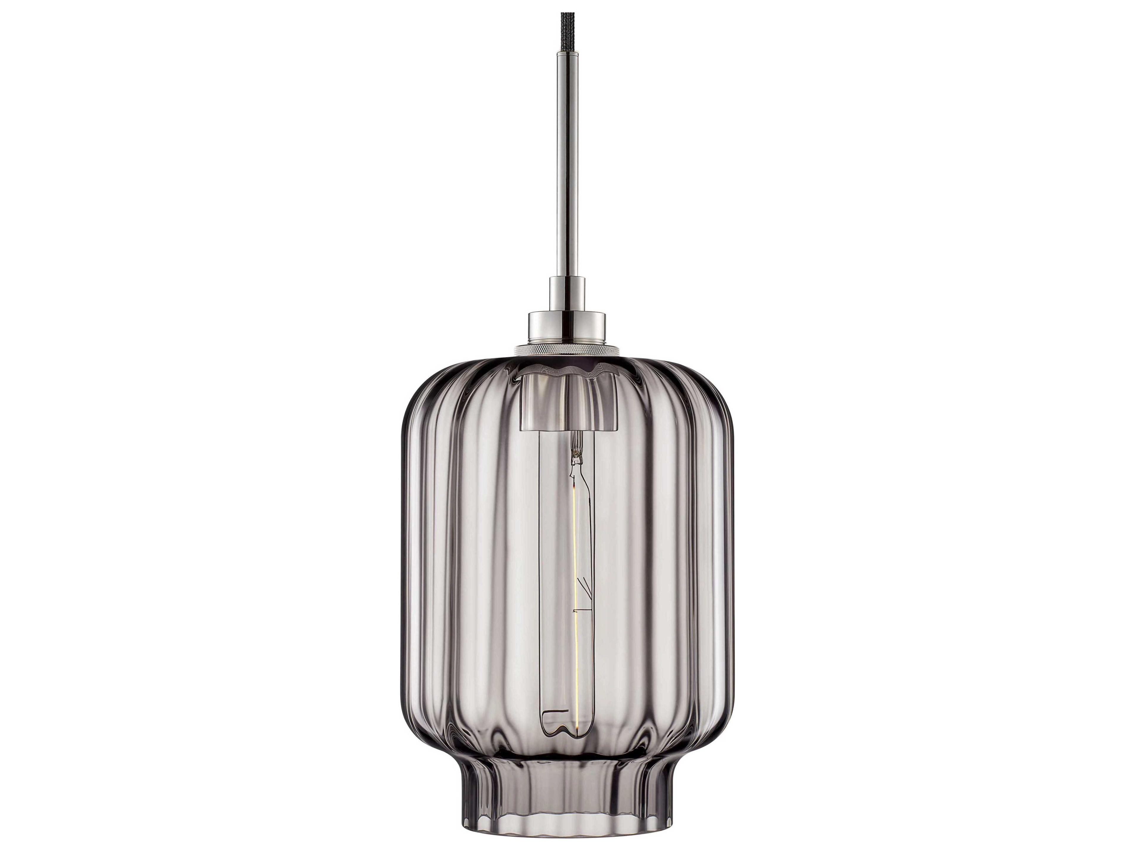 Crystalline Calla 1-Light Gray Optique Polished Nickel Mini Pendant