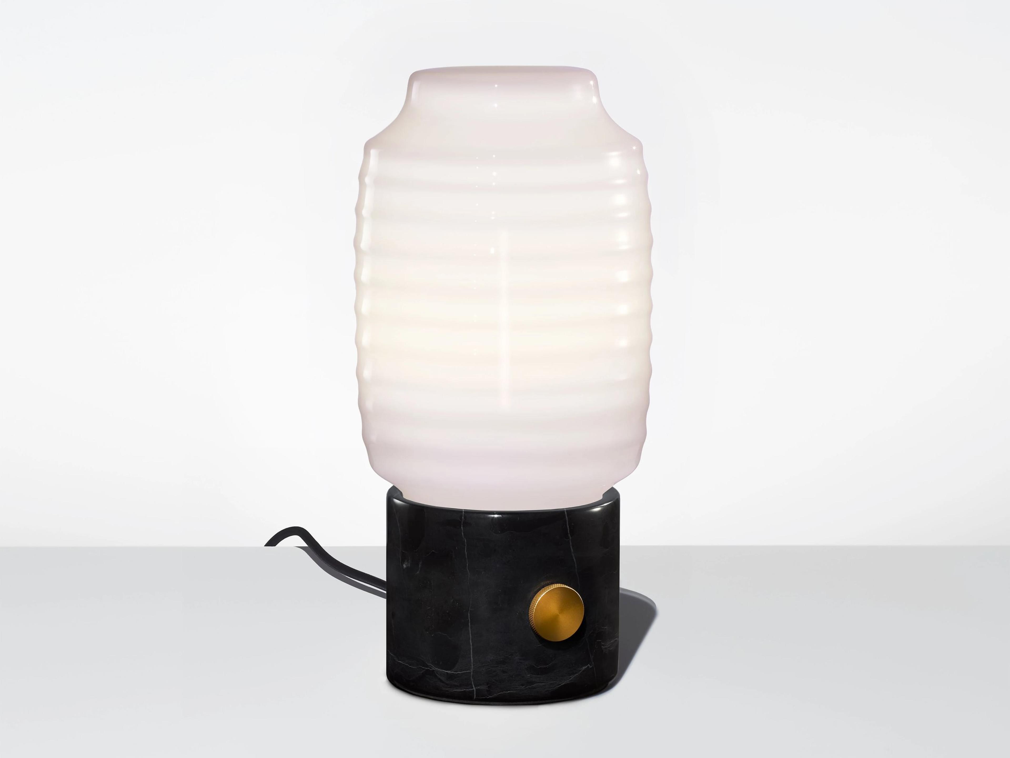 Ionic Chinois Opaline Black Marble Table Lamp
