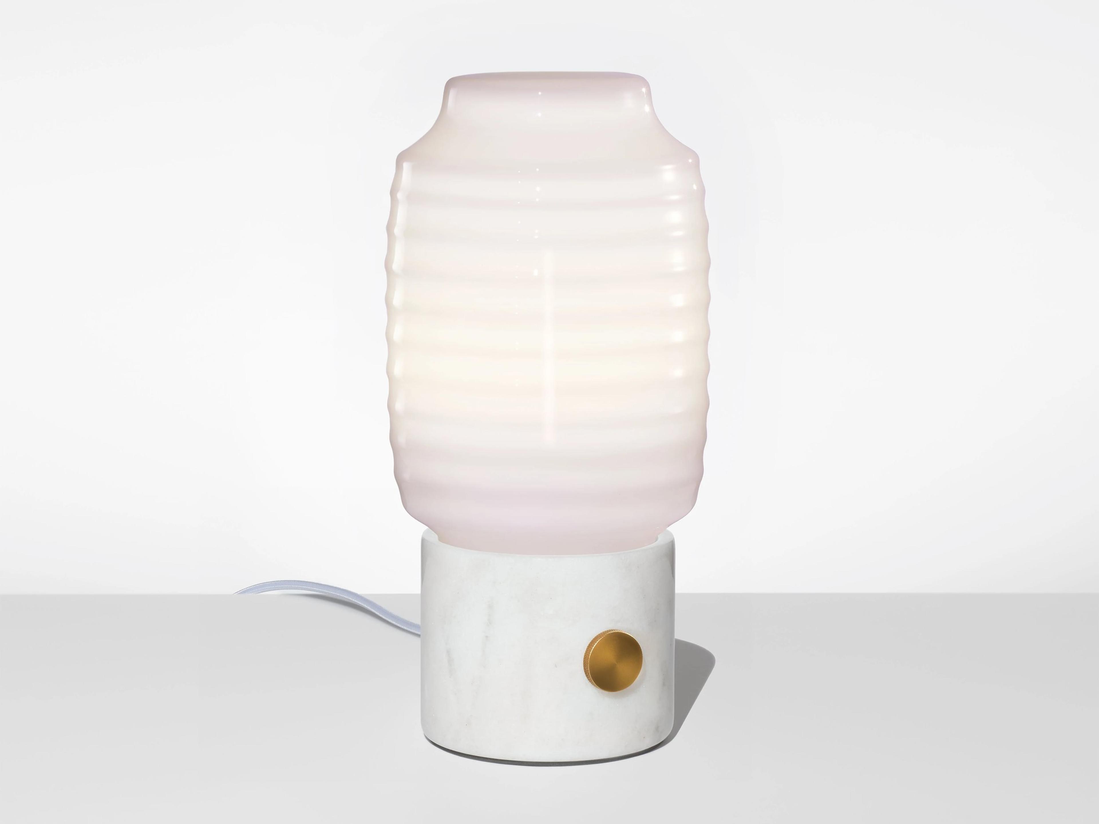 Ionic Chinois Opaline White Marble Table Lamp