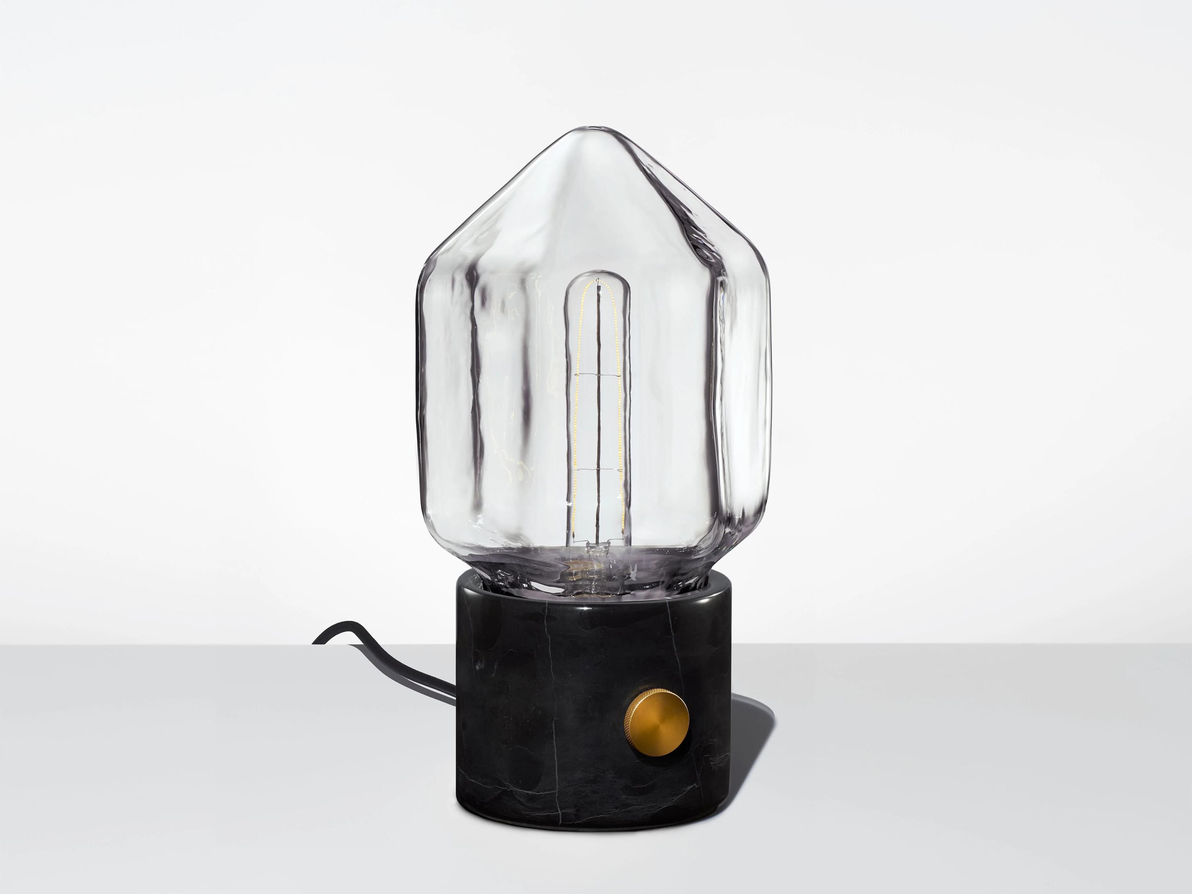 Ionic Facet Petite Crystal Black Marble Table Lamp