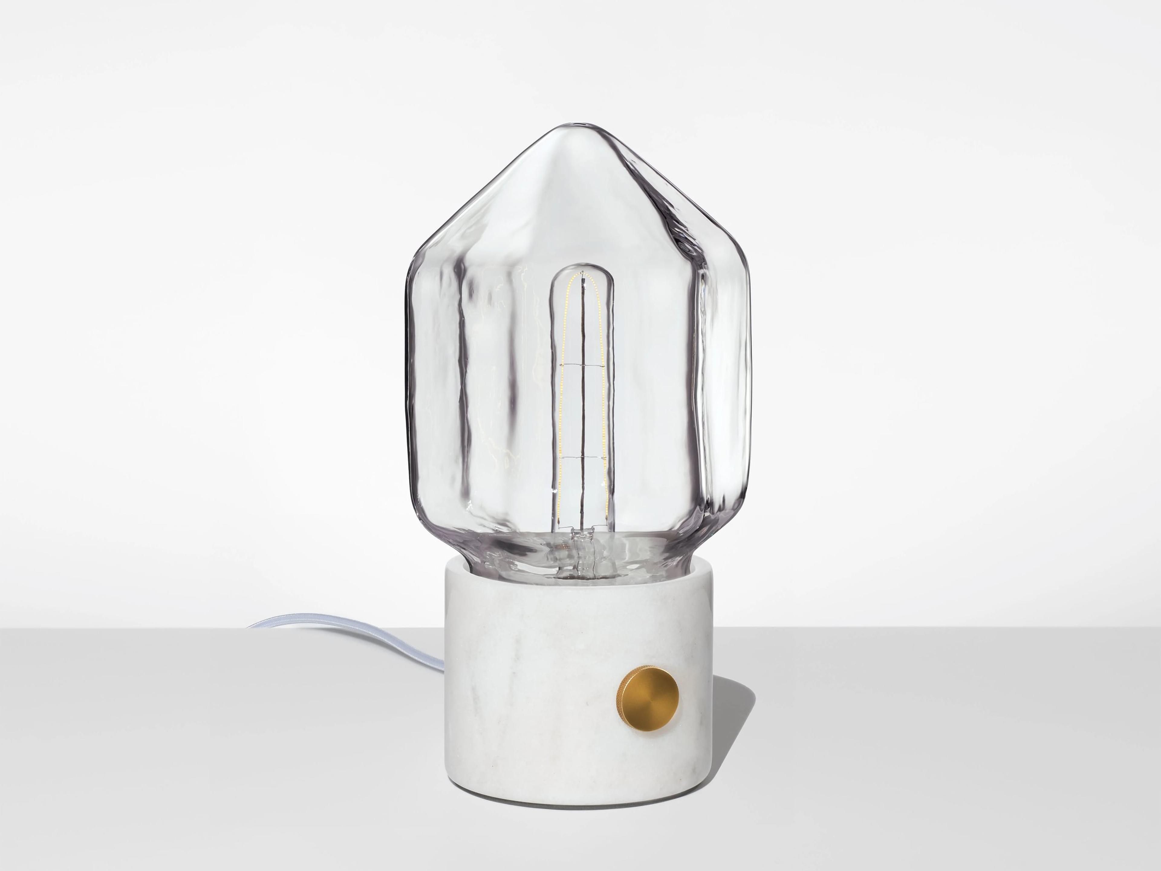 Ionic Facet Petite Crystal White Marble Table Lamp