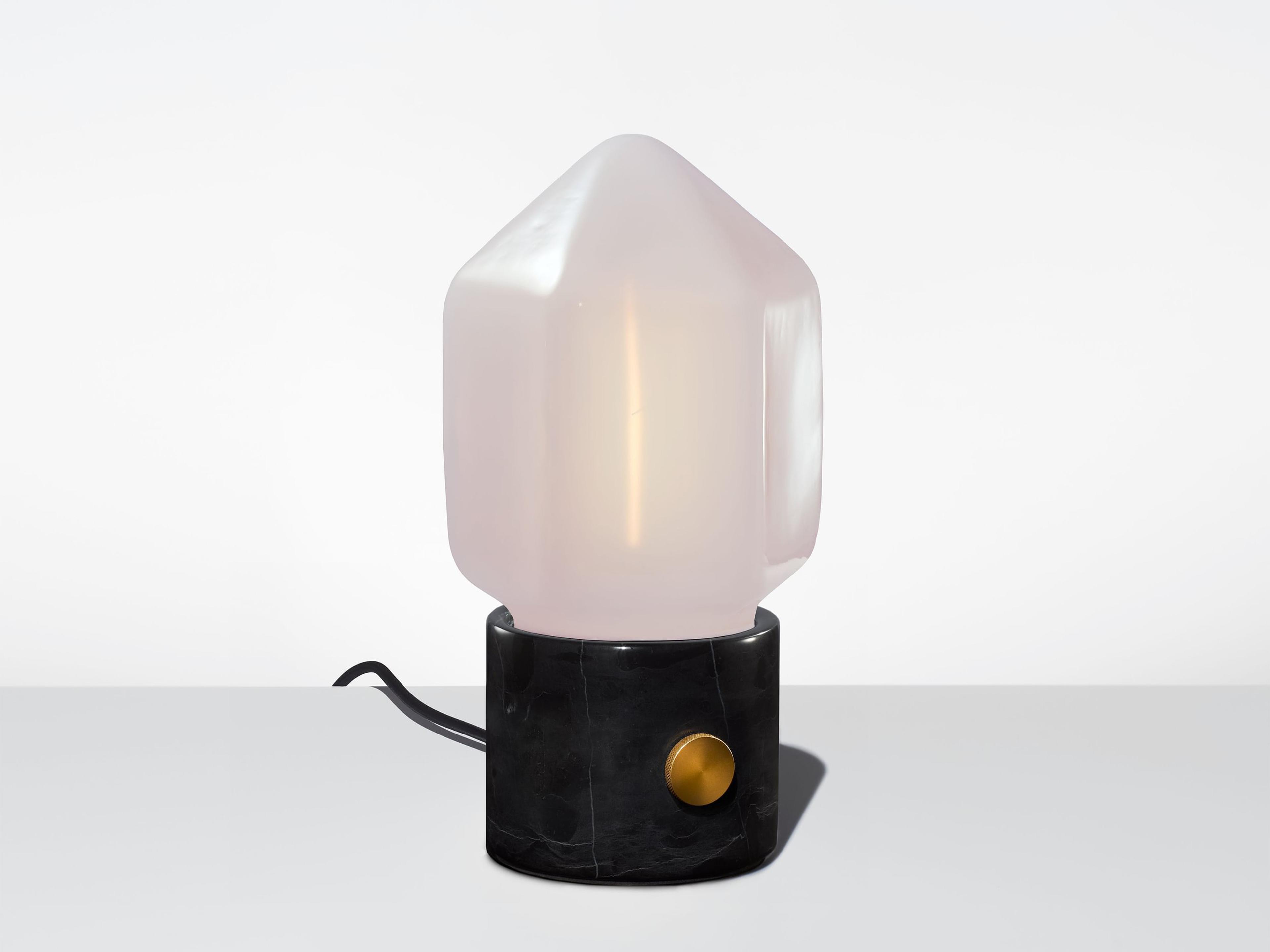 Ionic Facet Petite Opaline Black Marble Table Lamp