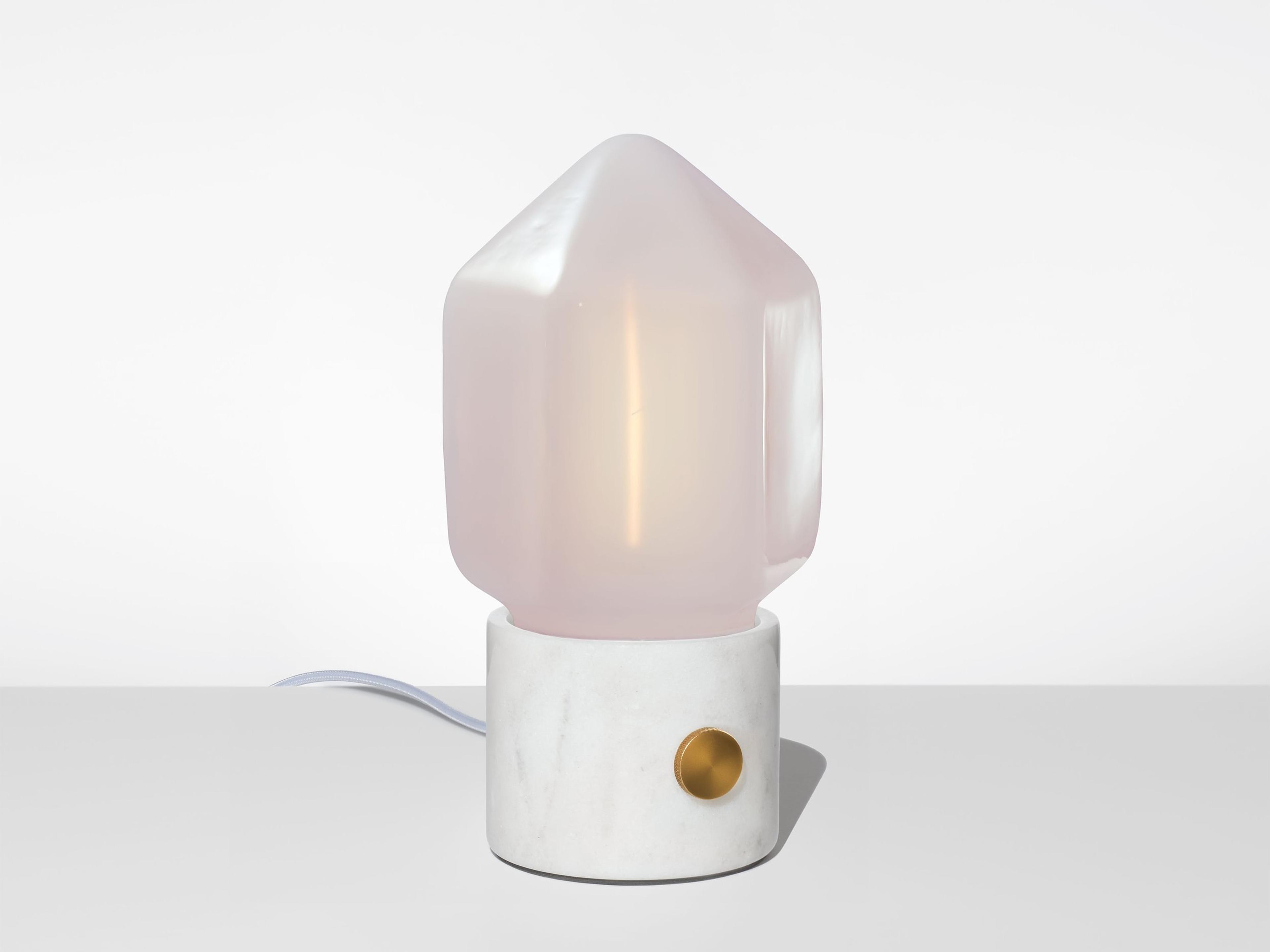 Ionic Facet Petite Opaline White Marble Table Lamp