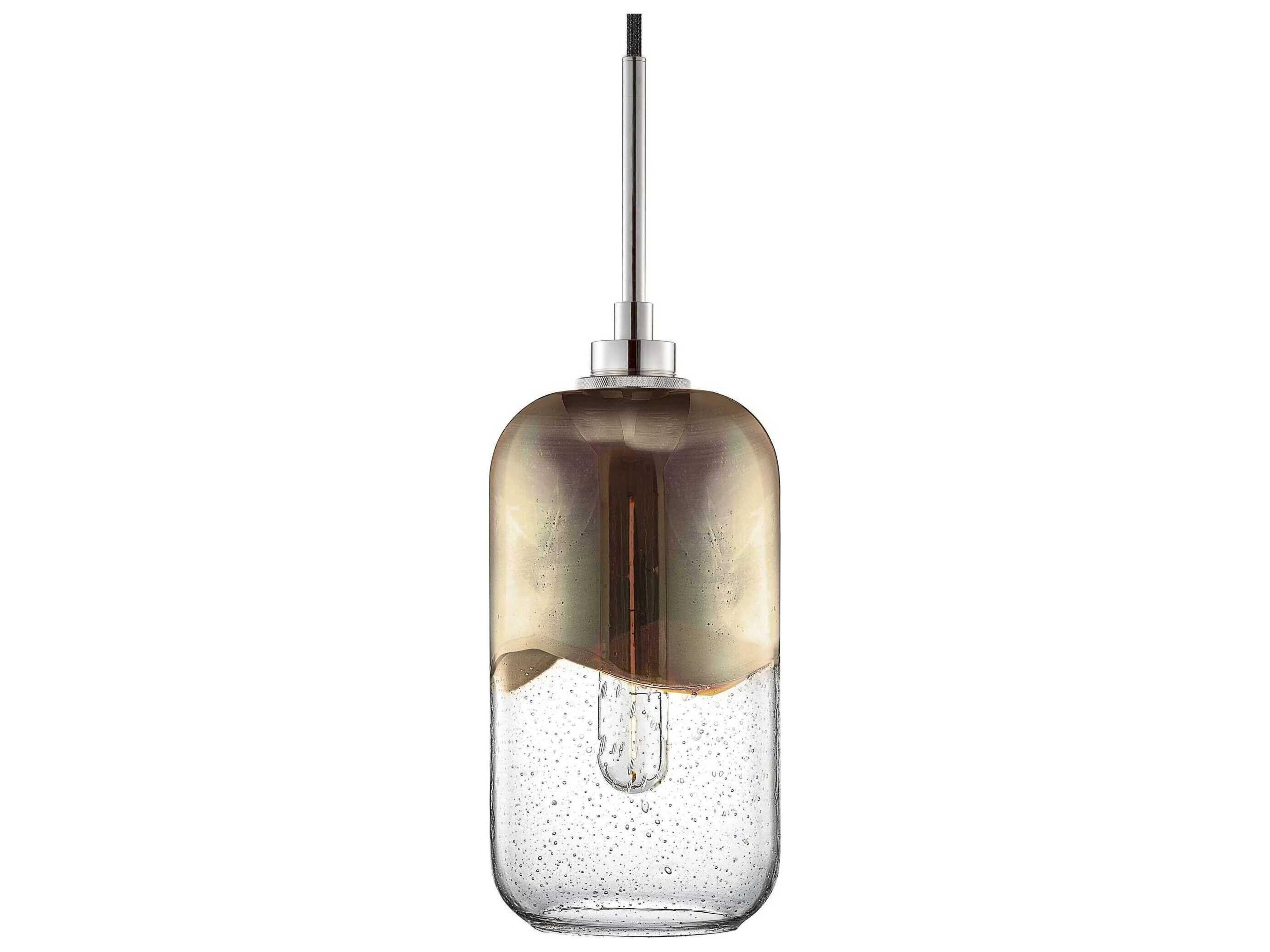 Niche Mercurio 1-Light Mercury Effervescent Silver Cylinder Mini Pendant