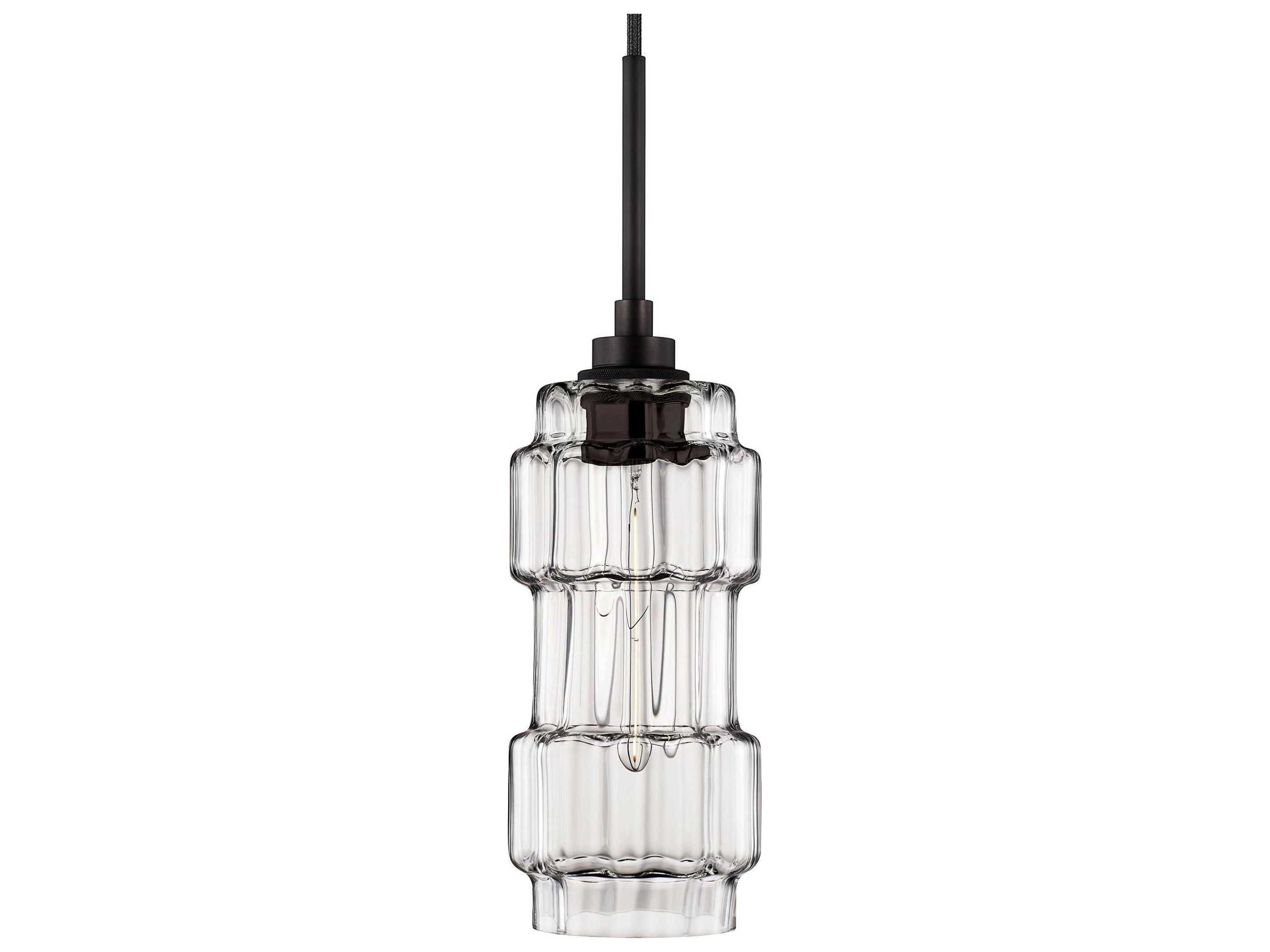Muralla 1-Light Clear Optique Cylinder Mini Pendant