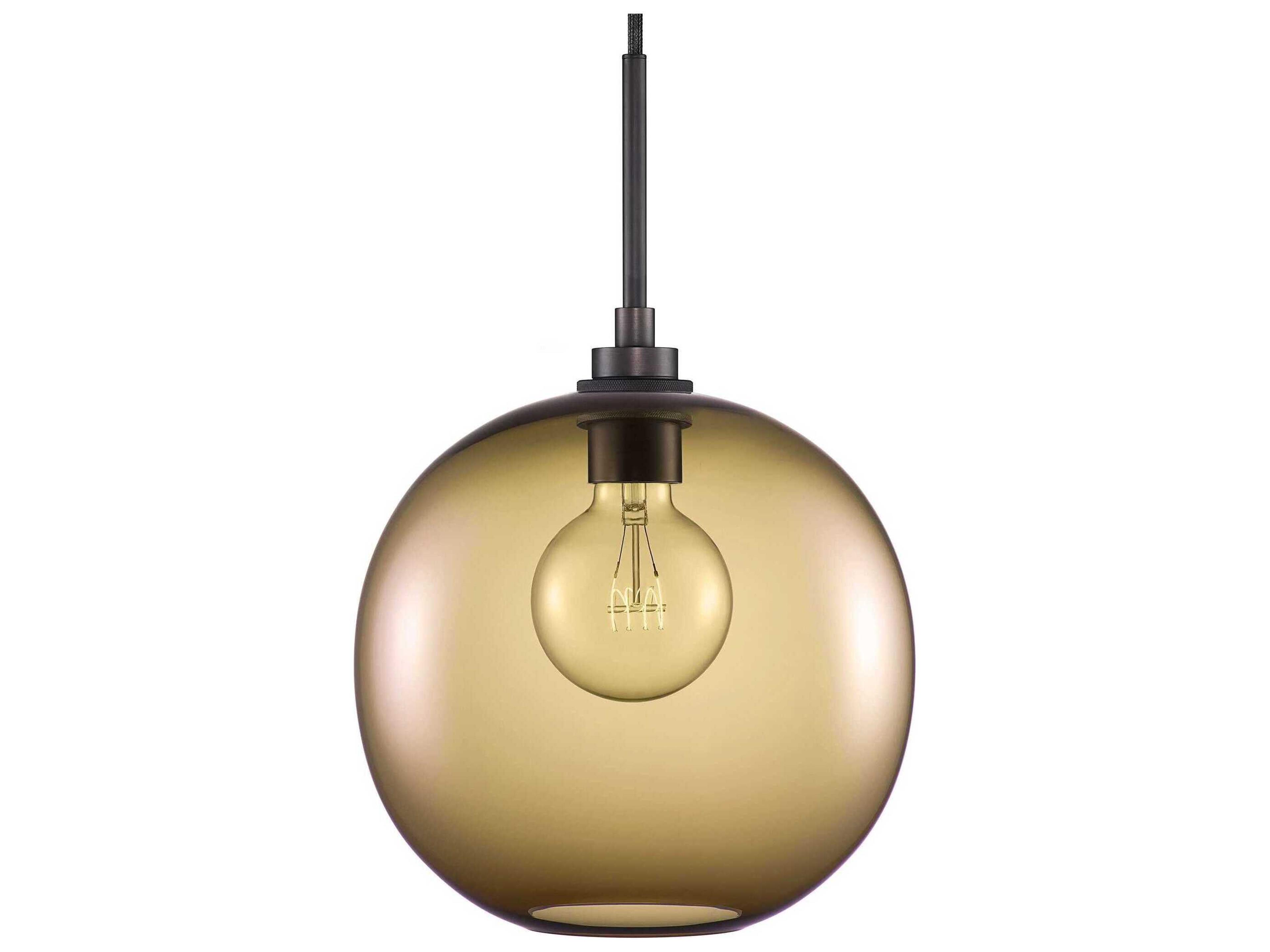 Silica Solitaire 1-Light Smoke Yellow Globe Mini Pendant