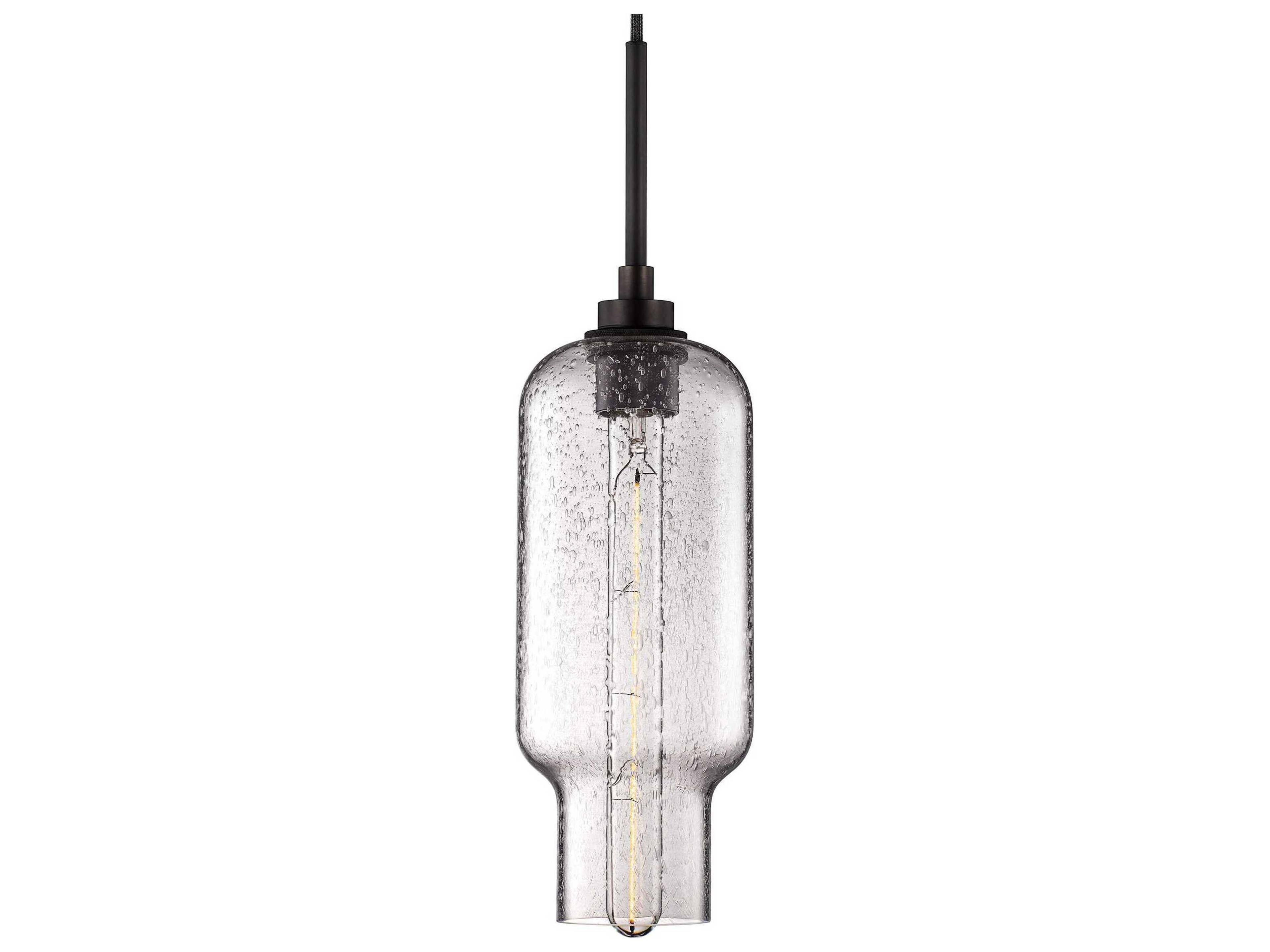 Silica Pharos 1-Light Effervescent Gray Cylinder Mini Pendant