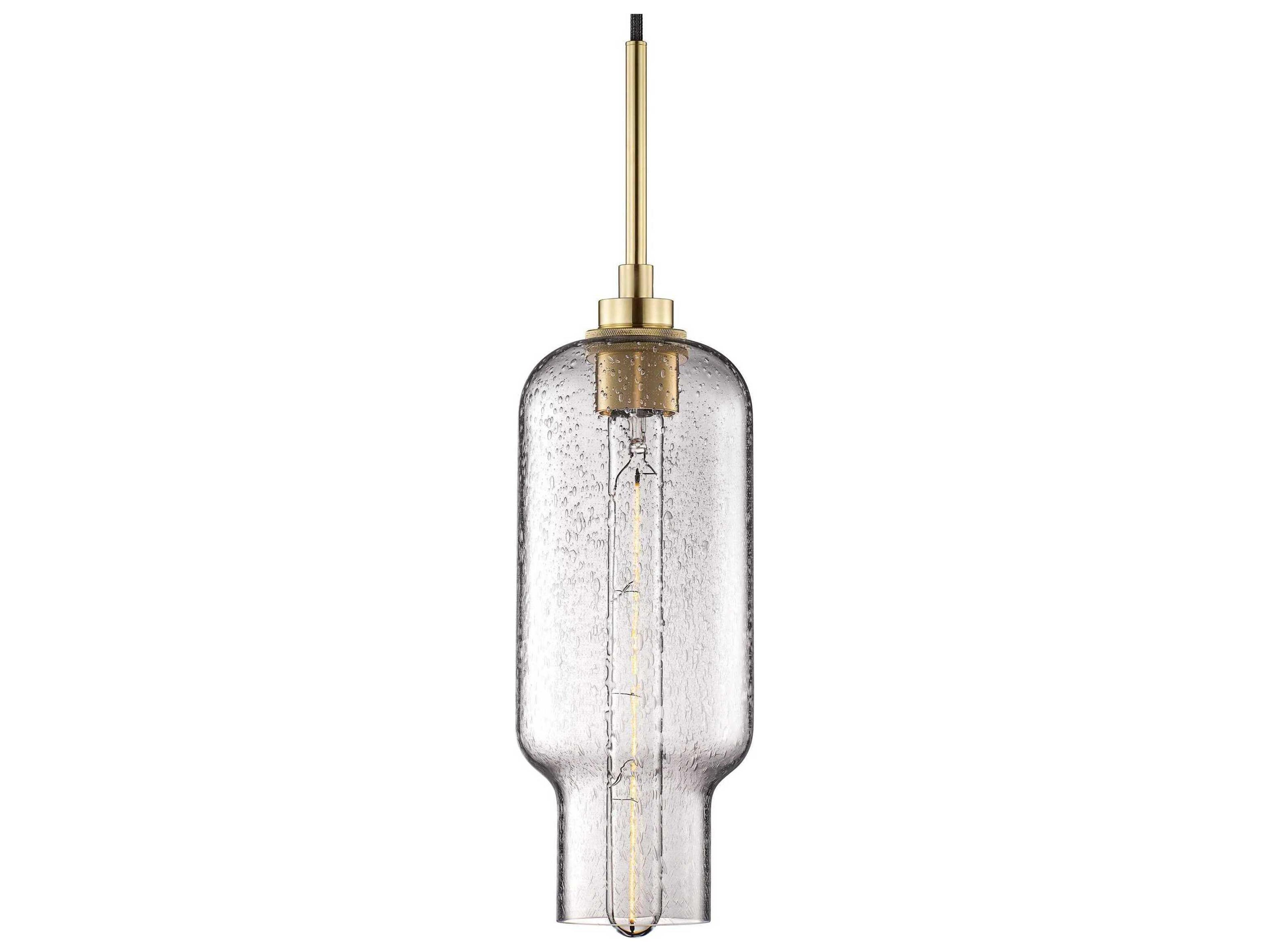 Niche Silica Pharos 1-Light Effervescent Gray Cylinder Mini Pendant