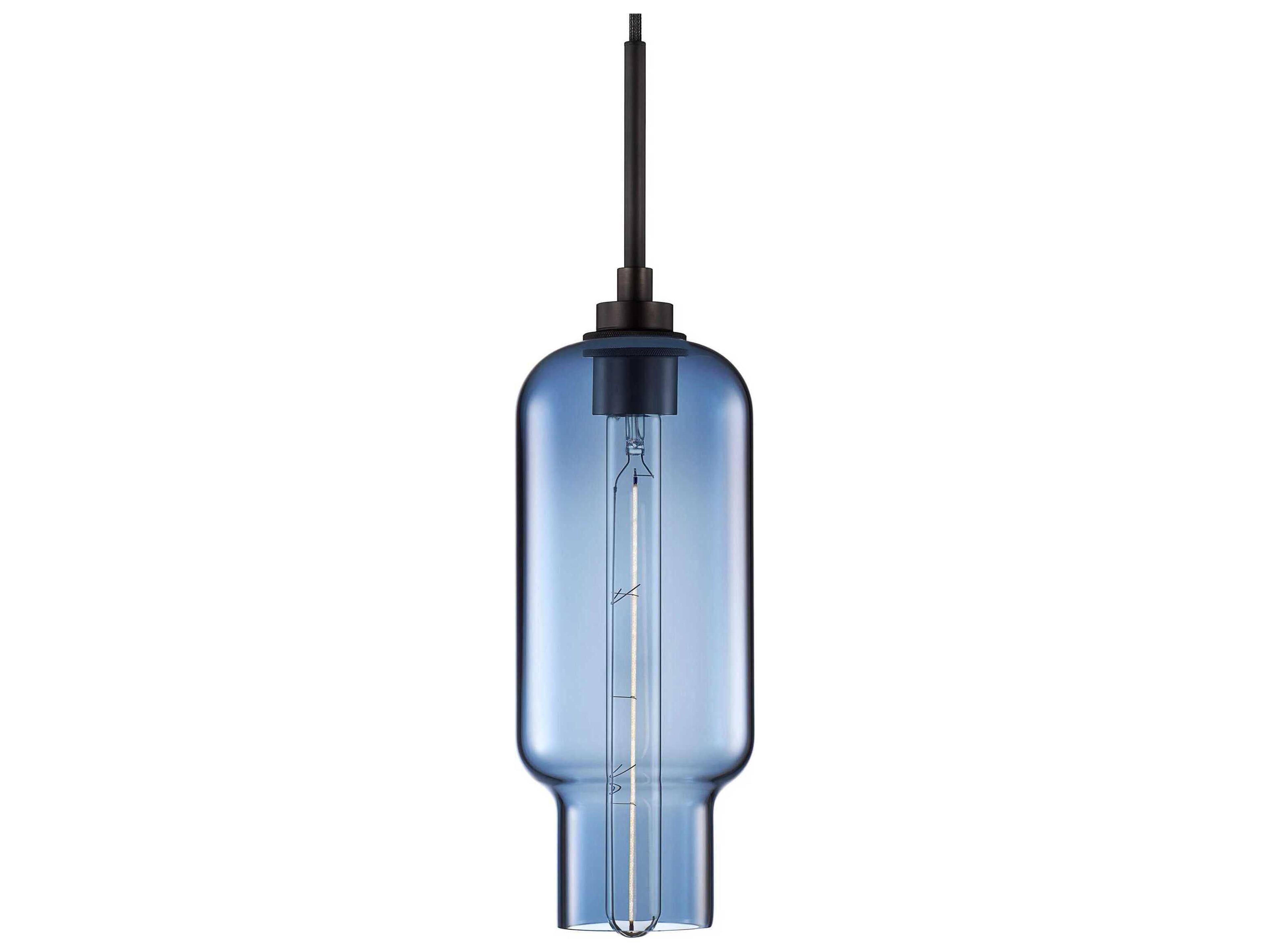 Silica Pharos 1-Light Sapphire Blue Cylinder Mini Pendant