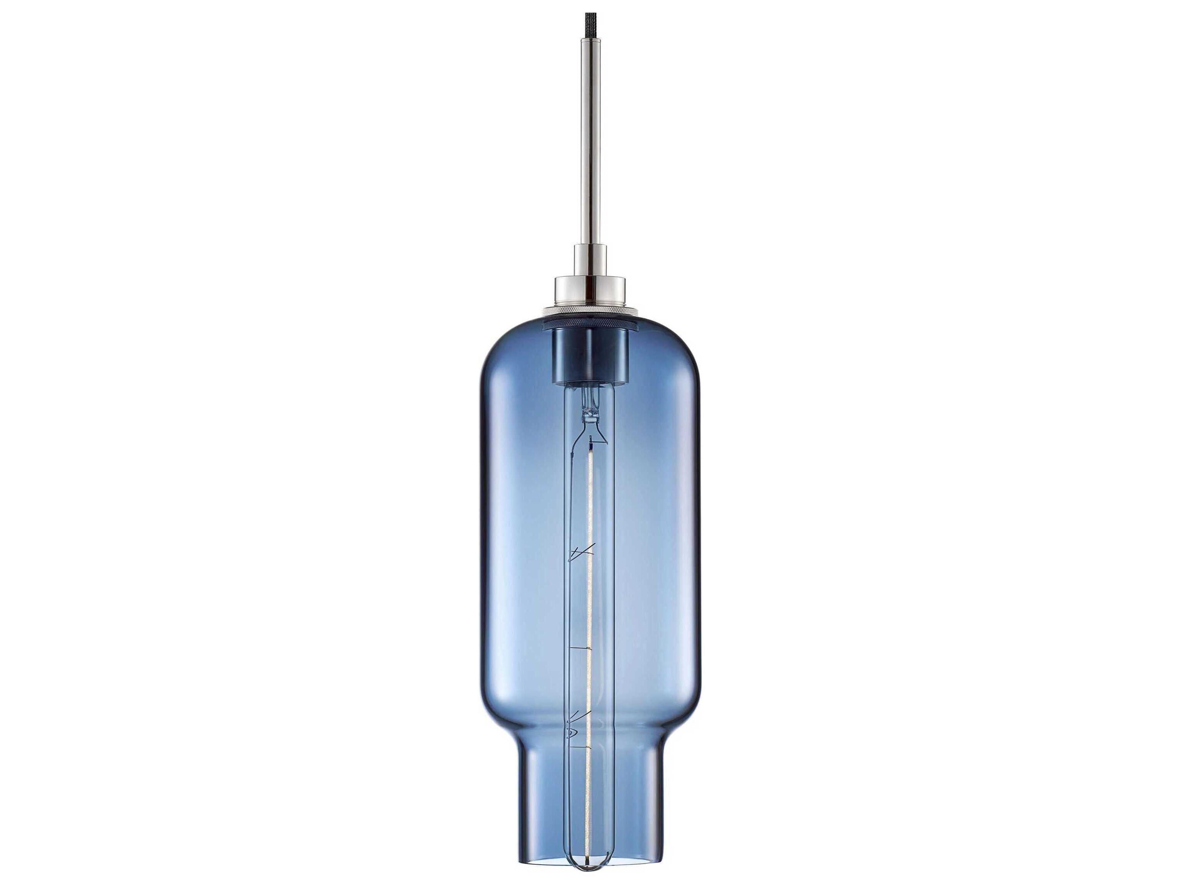 Niche Silica Pharos 1-Light Sapphire Blue Cylinder Mini Pendant