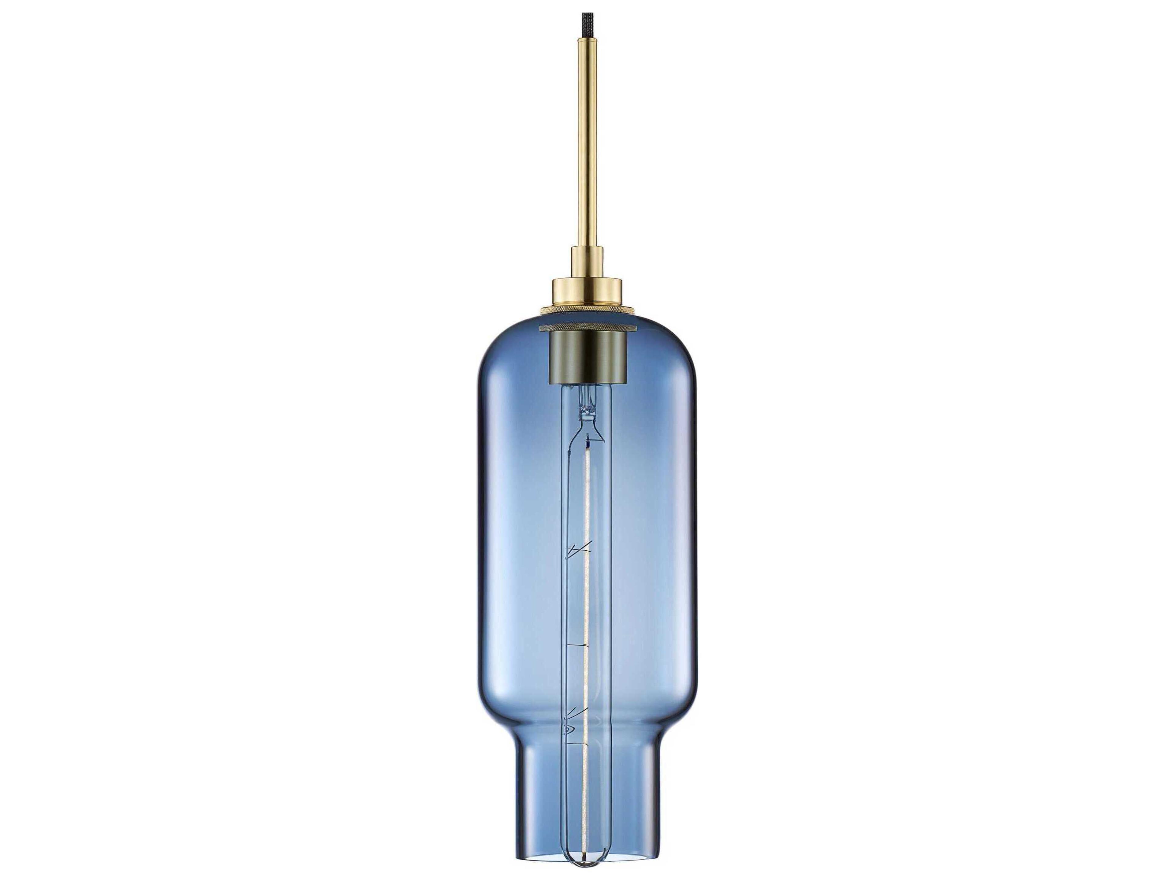 Niche Silica Pharos 1-Light Sapphire Blue Cylinder Mini Pendant