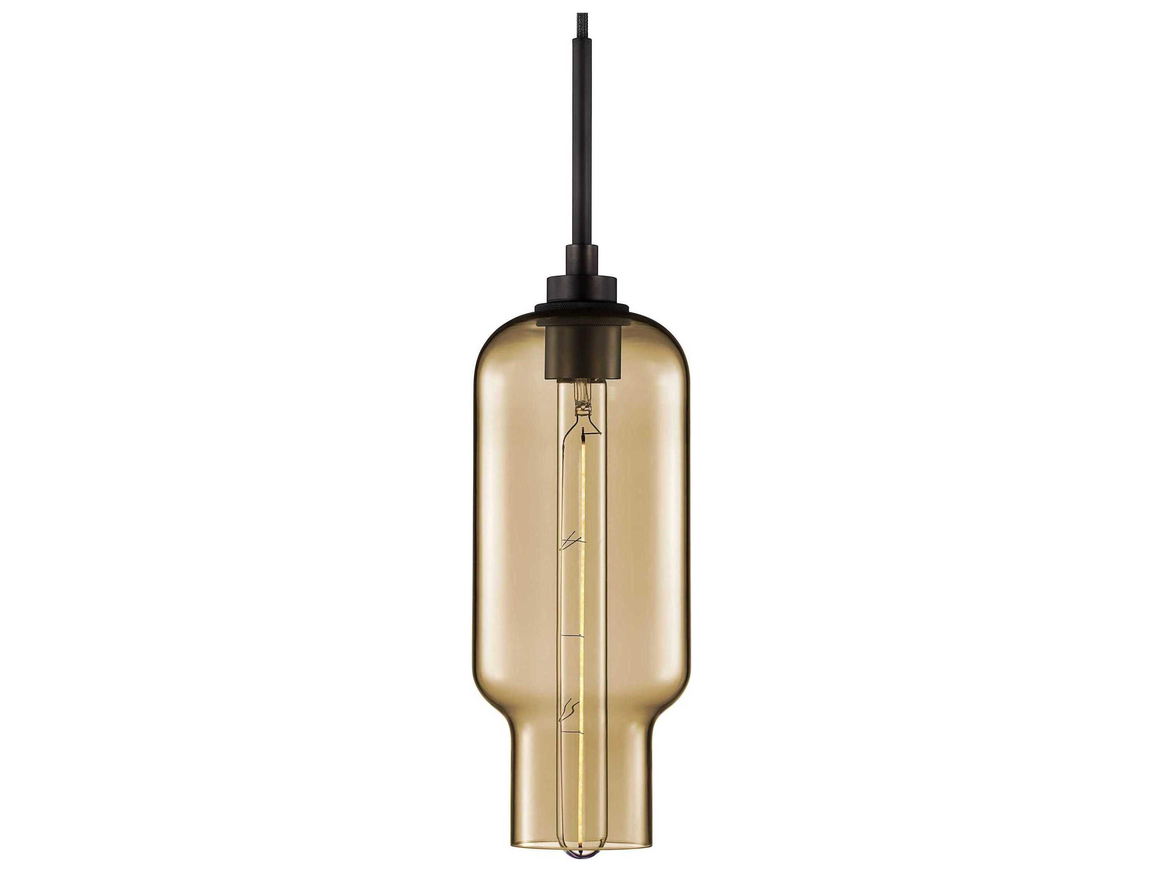 Silica Pharos 1-Light Smoke Yellow Cylinder Mini Pendant