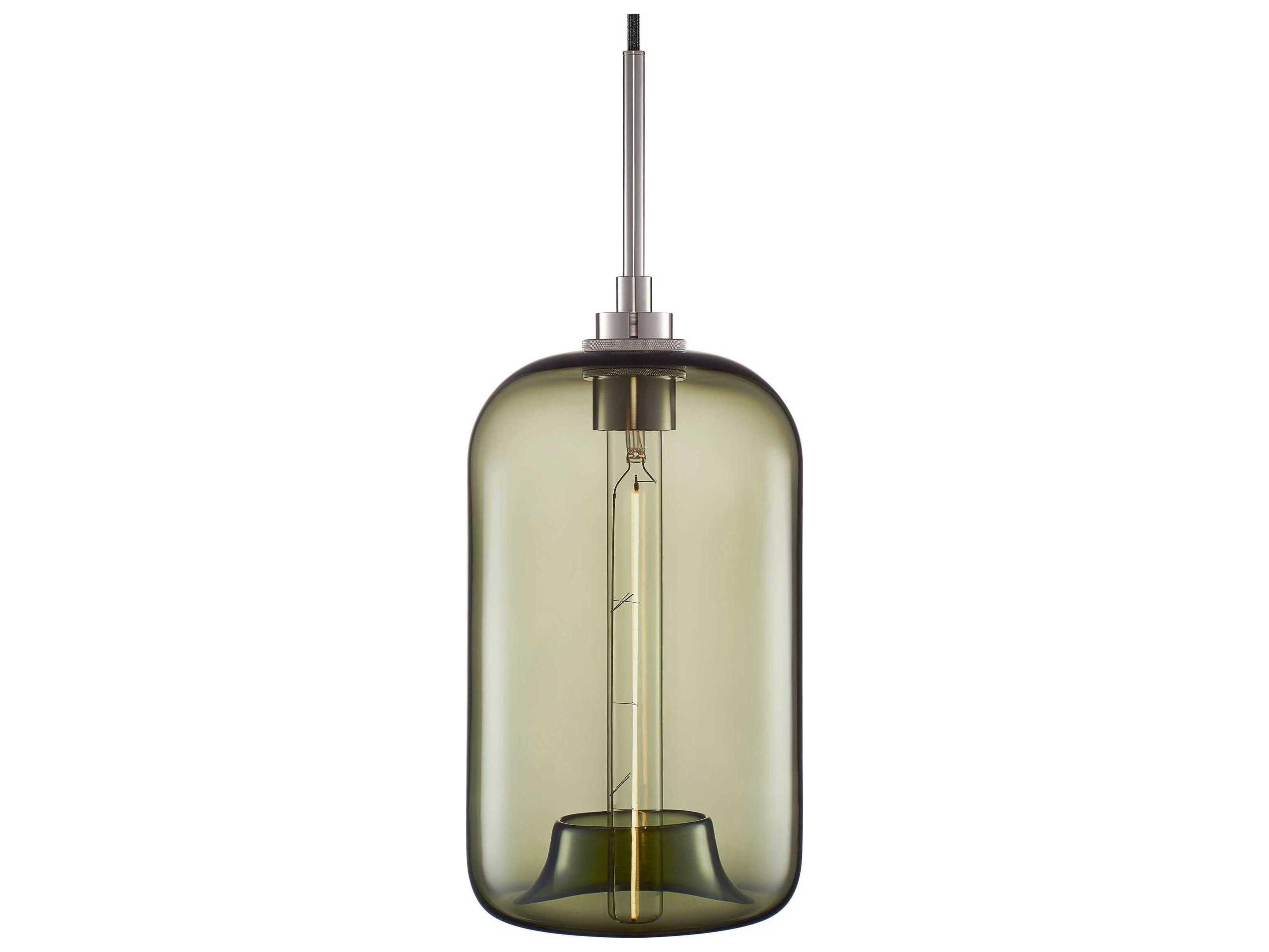 Niche Silica Pod 1-Light Moss Green Cylinder Mini Pendant