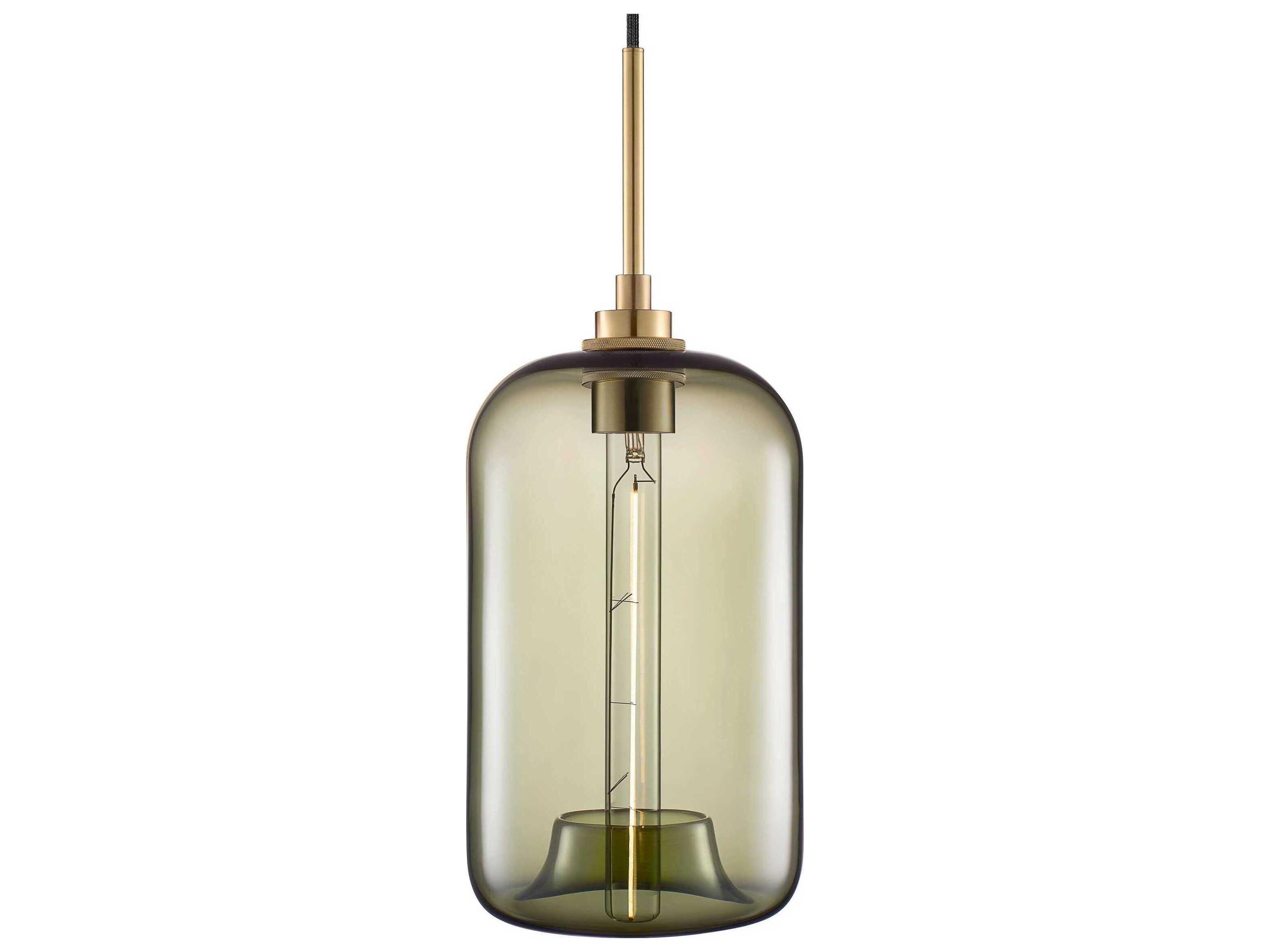 Niche Silica Pod 1-Light Moss Green Cylinder Mini Pendant